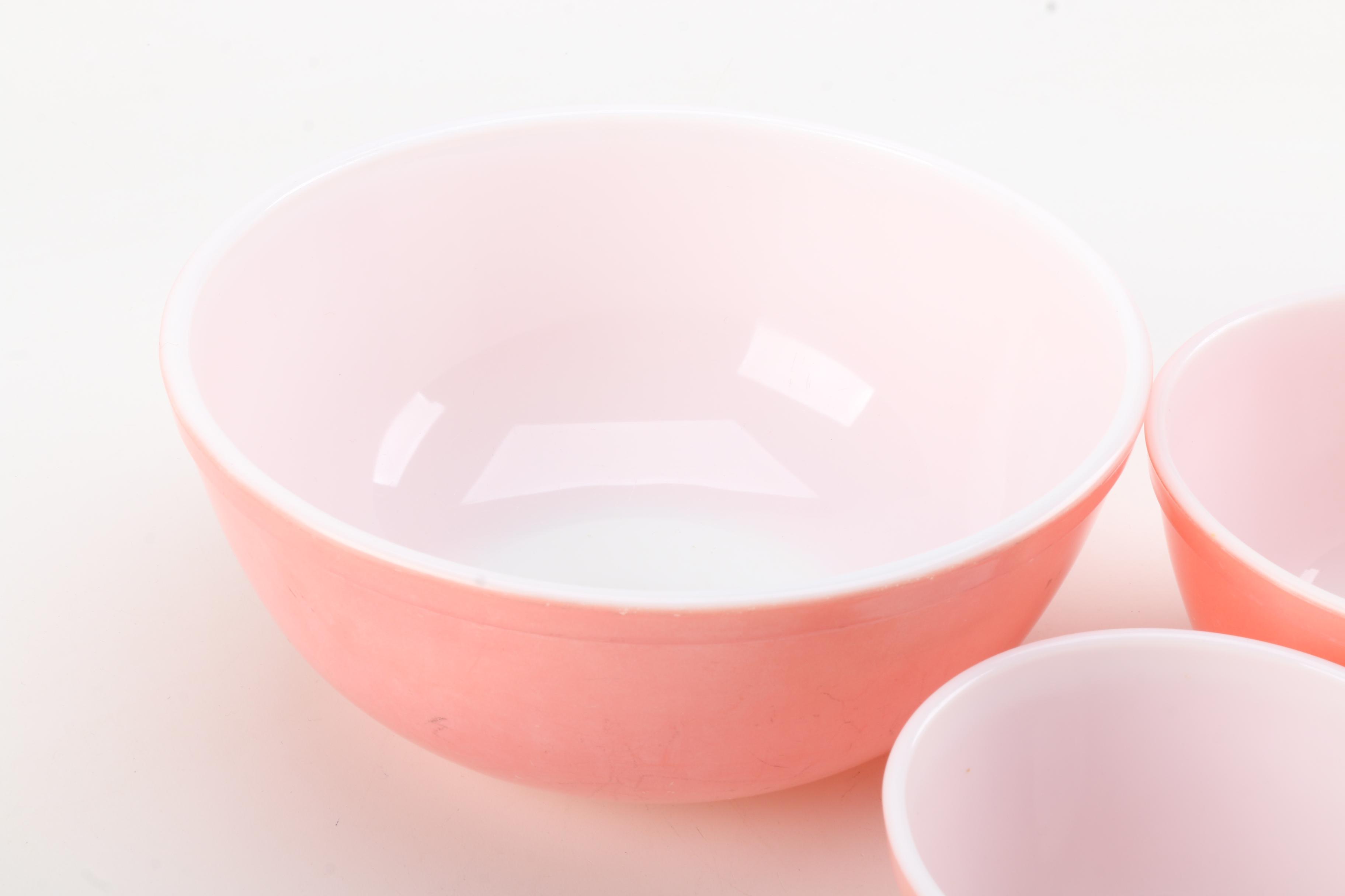 Pyrex "Flamingo Pink" Nesting Mixing Bowls, Circa 1952-1956