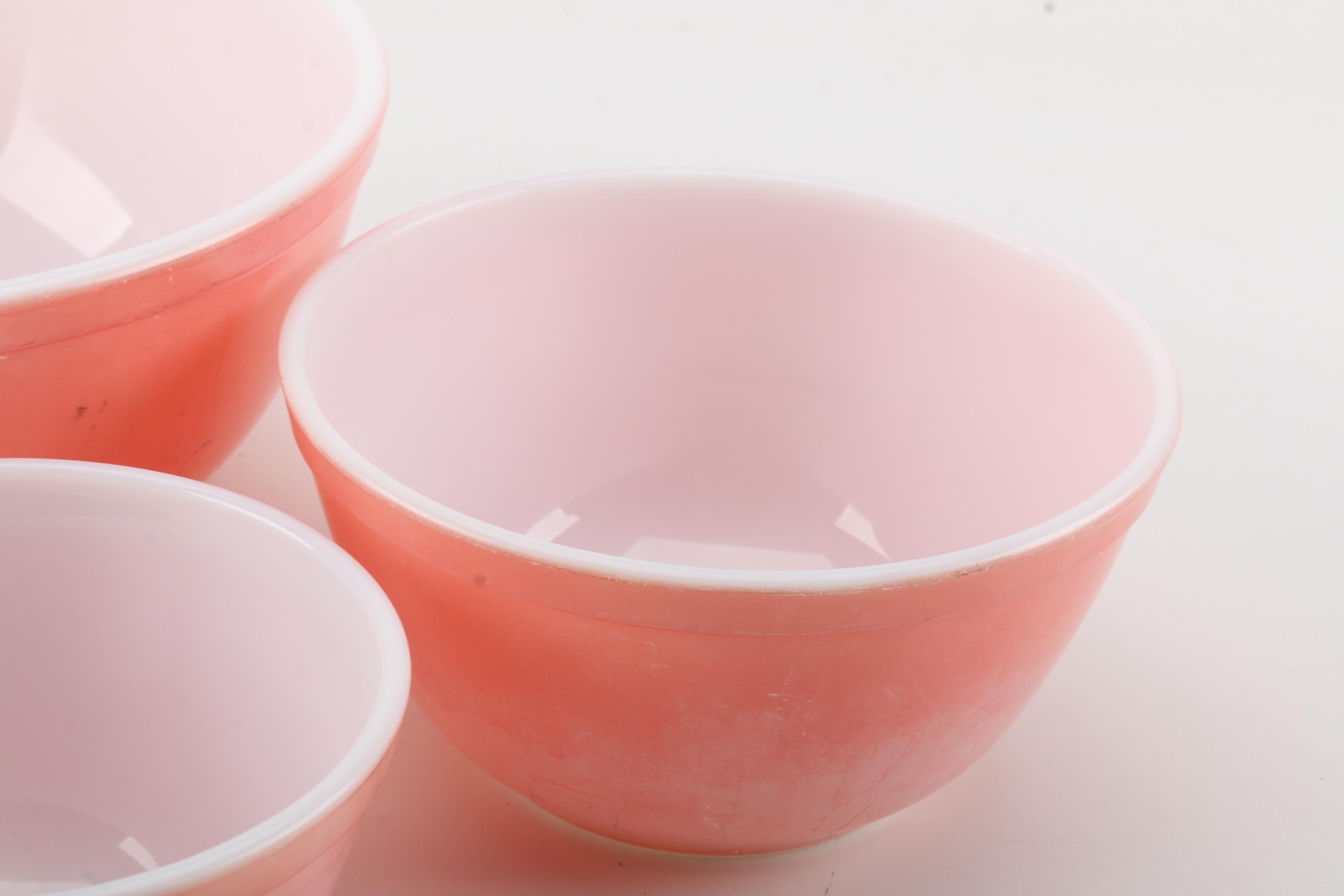 Pyrex "Flamingo Pink" Nesting Mixing Bowls, Circa 1952-1956