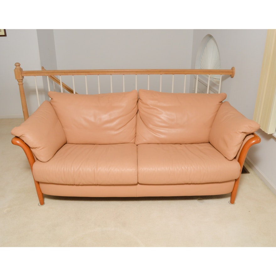 Danish Modern Style Leather Sofa