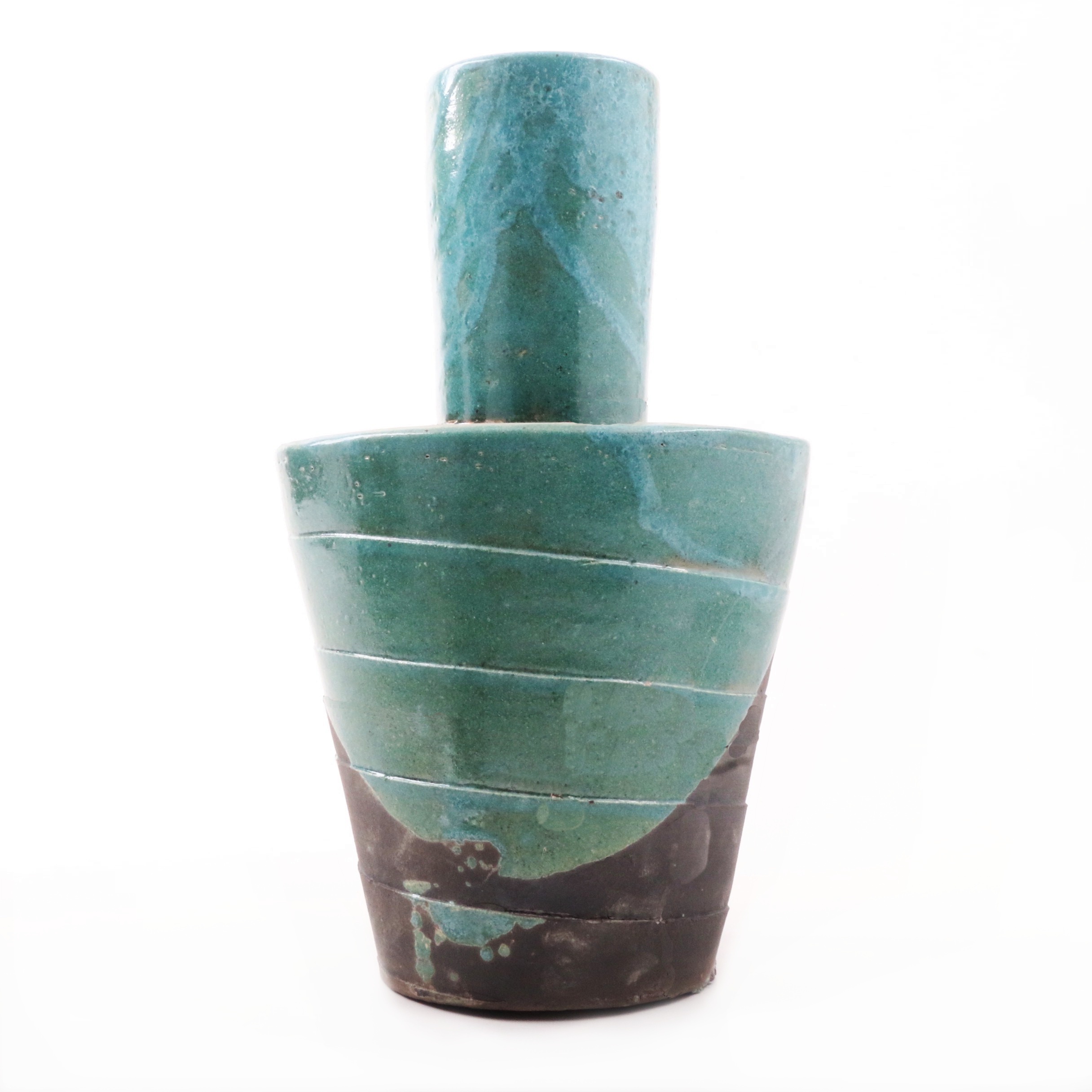 Hand Thrown and Altered Raku Fired Vase