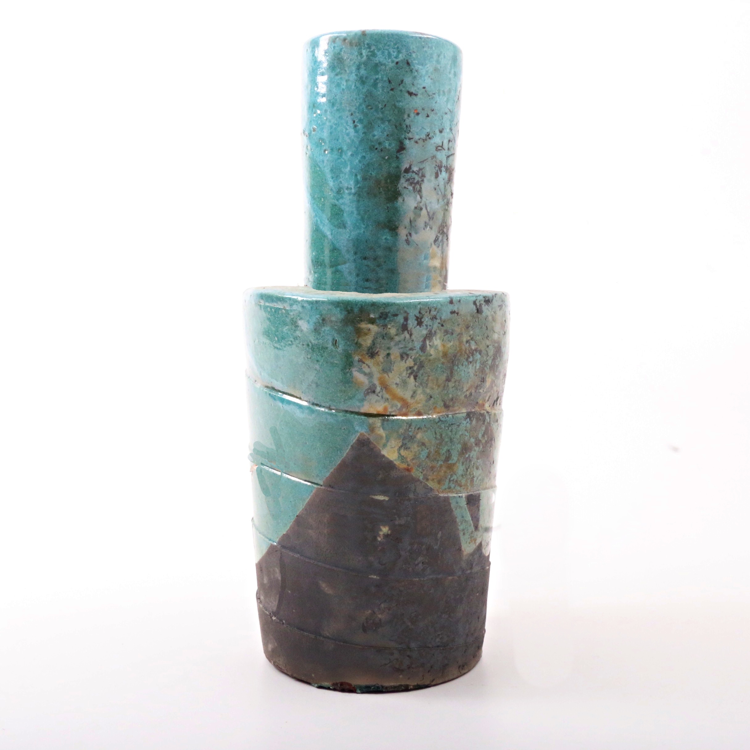 Hand Thrown and Altered Raku Fired Vase