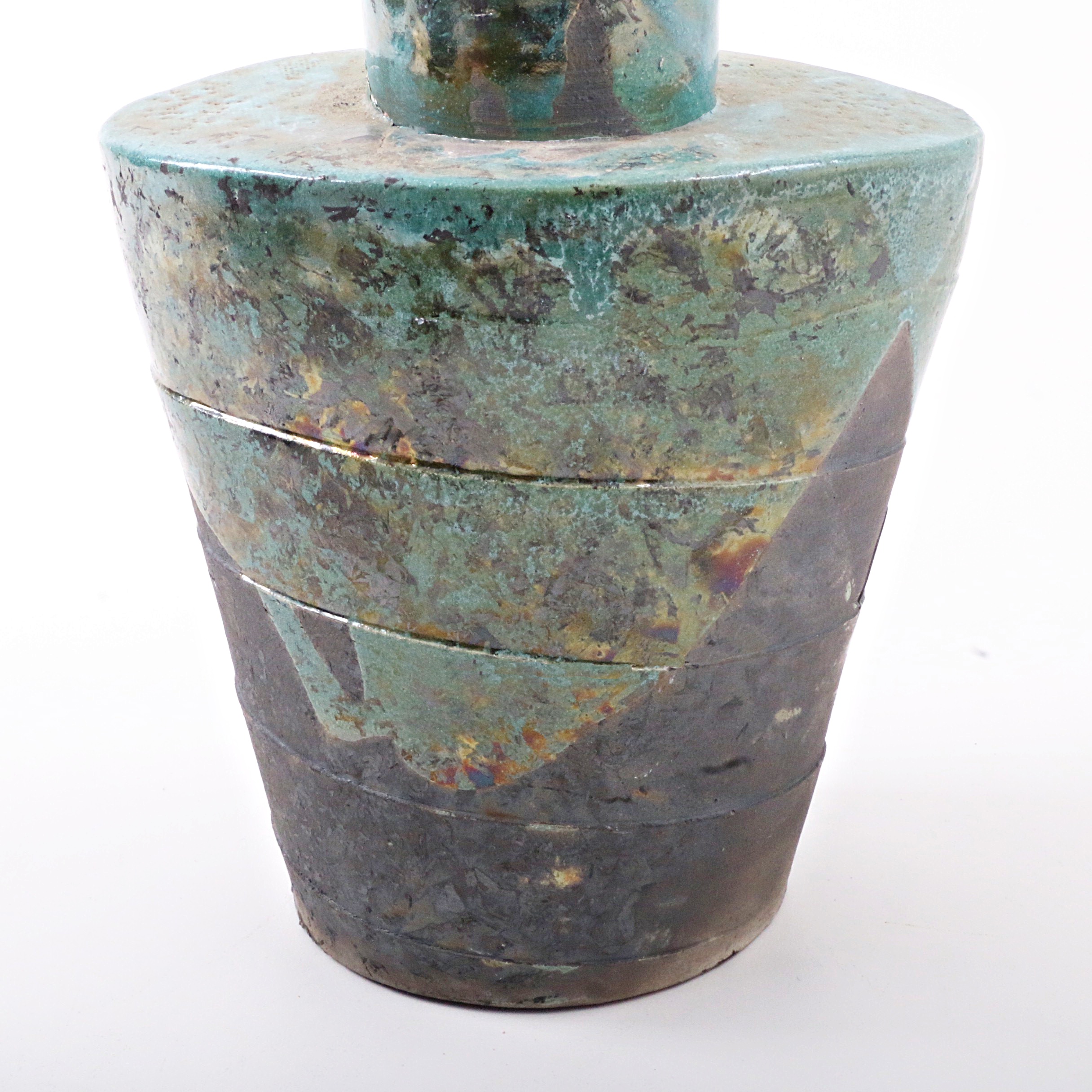 Hand Thrown and Altered Raku Fired Vase