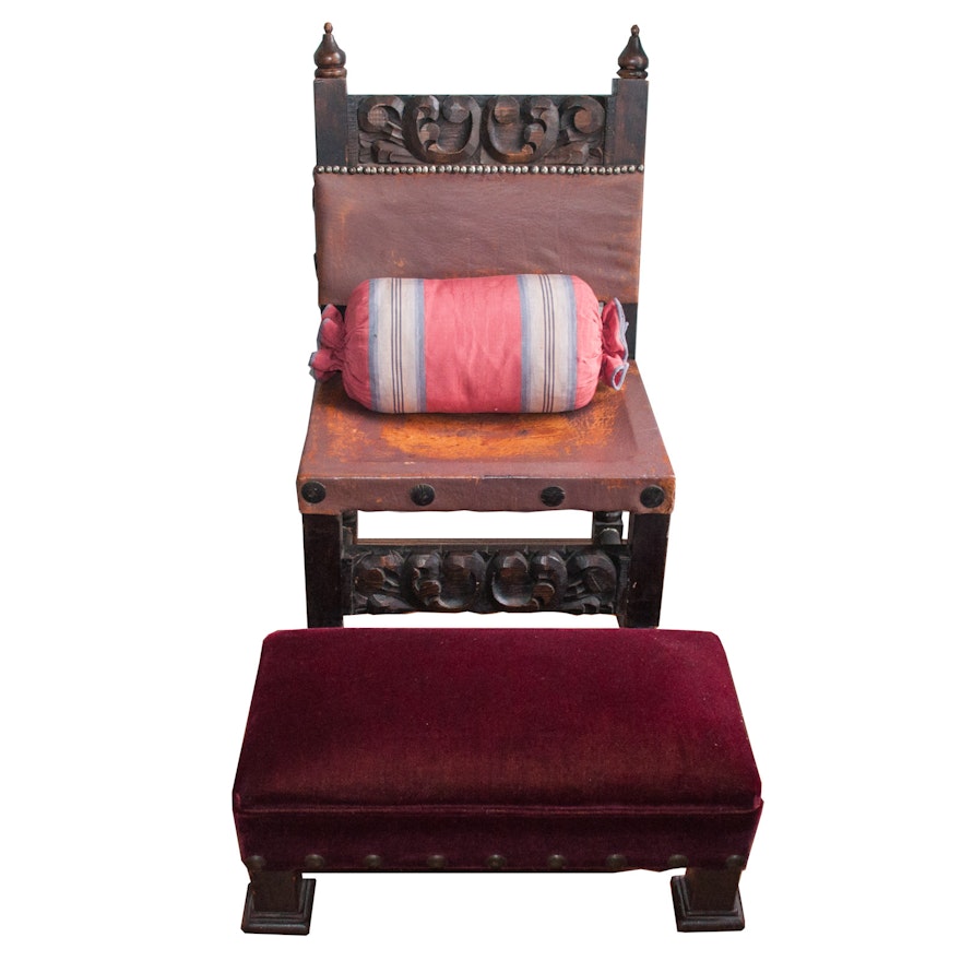 Antique Chair and Low Footstool