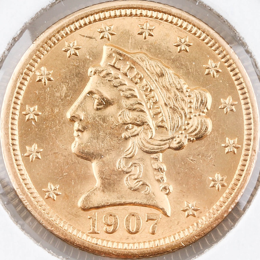 1907 Liberty Head $2 1/2 Gold Coin
