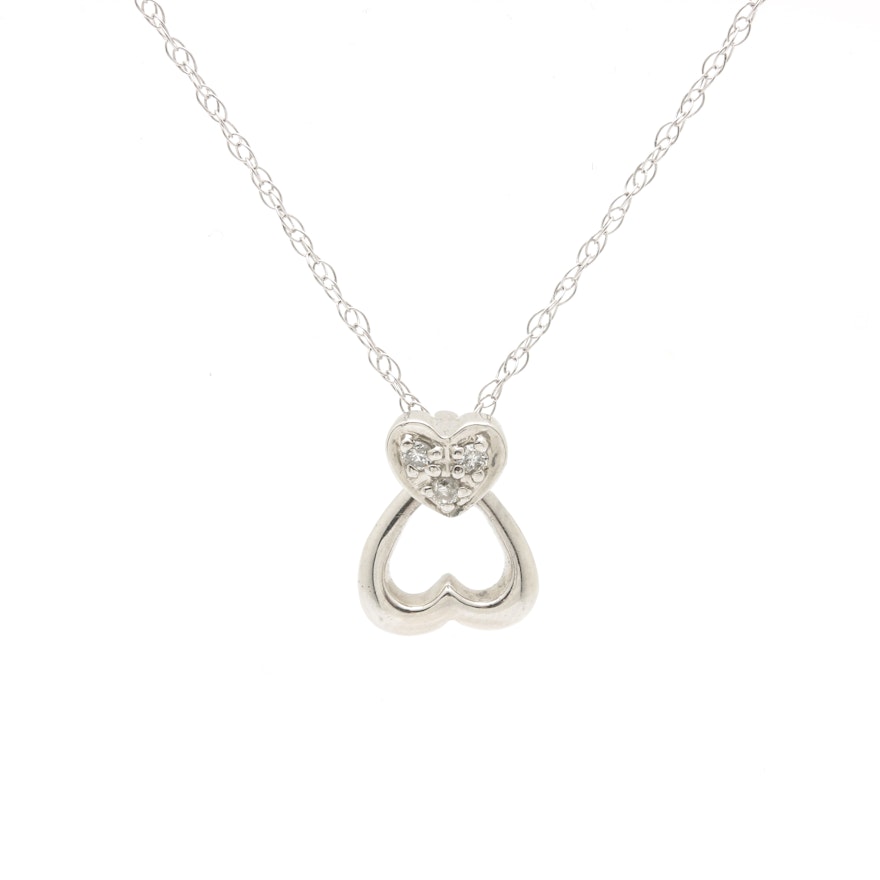 Platinum and Diamond "Double Hearts" Necklace