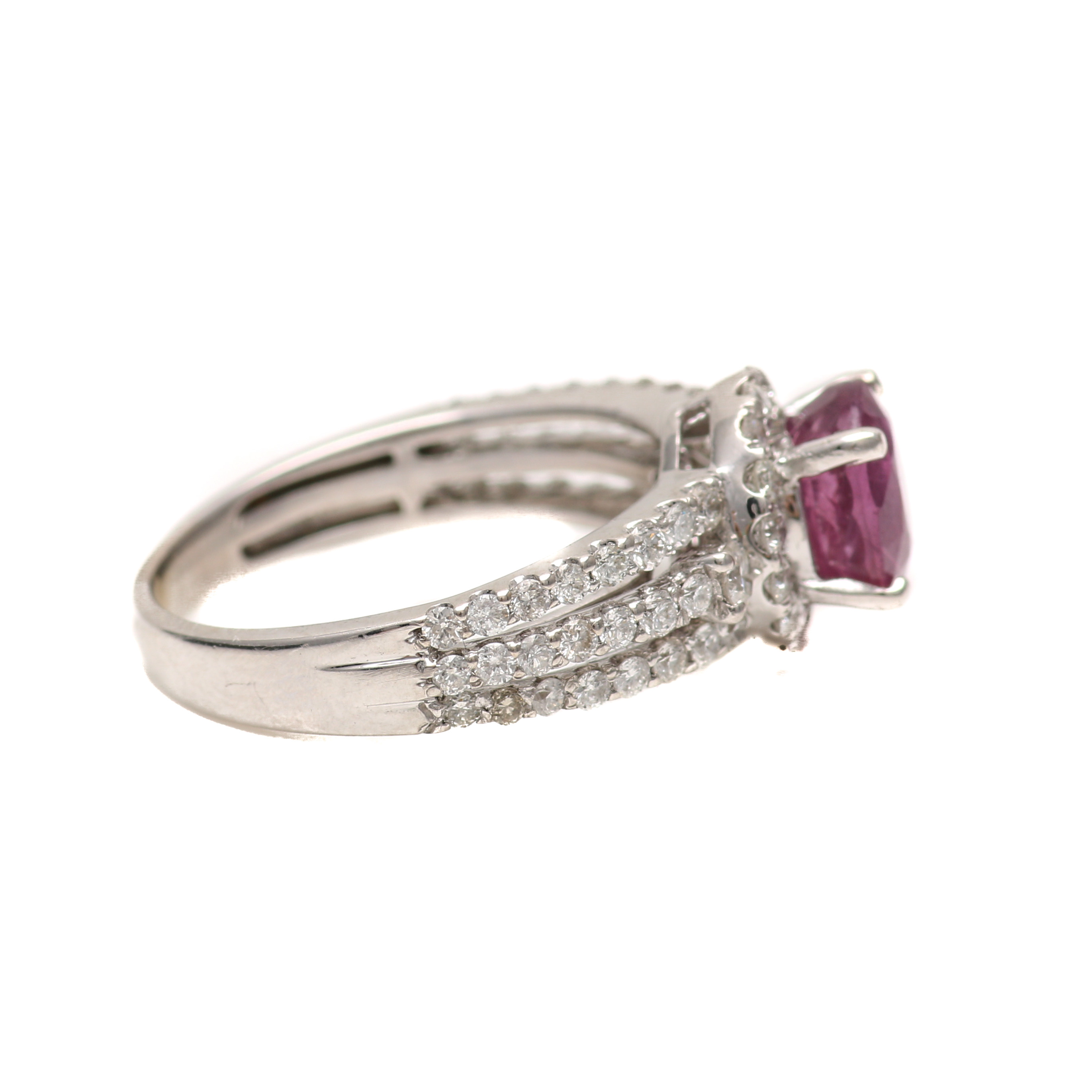 14K White Gold 1.68 CT Ruby and Diamond Ring