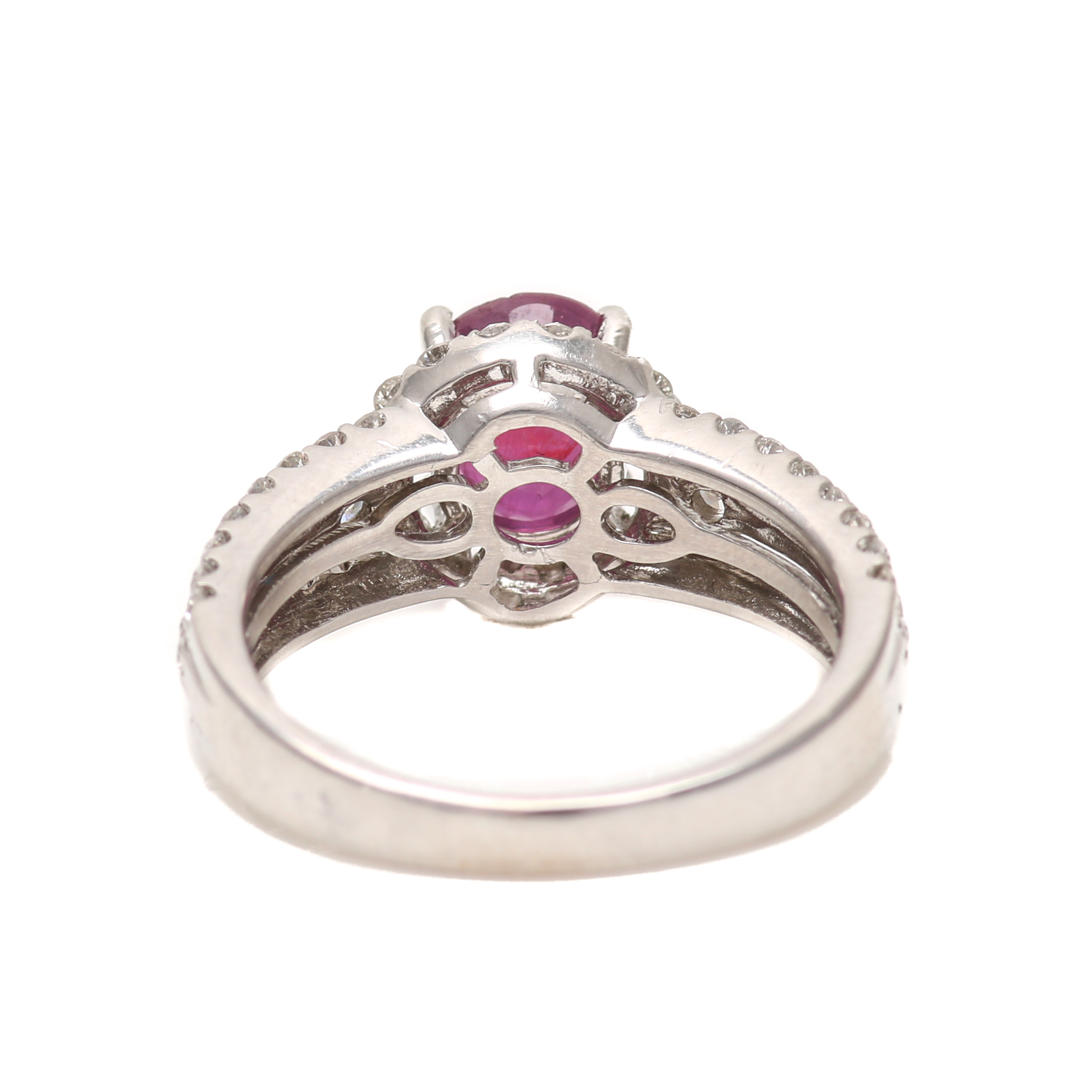 14K White Gold 1.68 CT Ruby and Diamond Ring