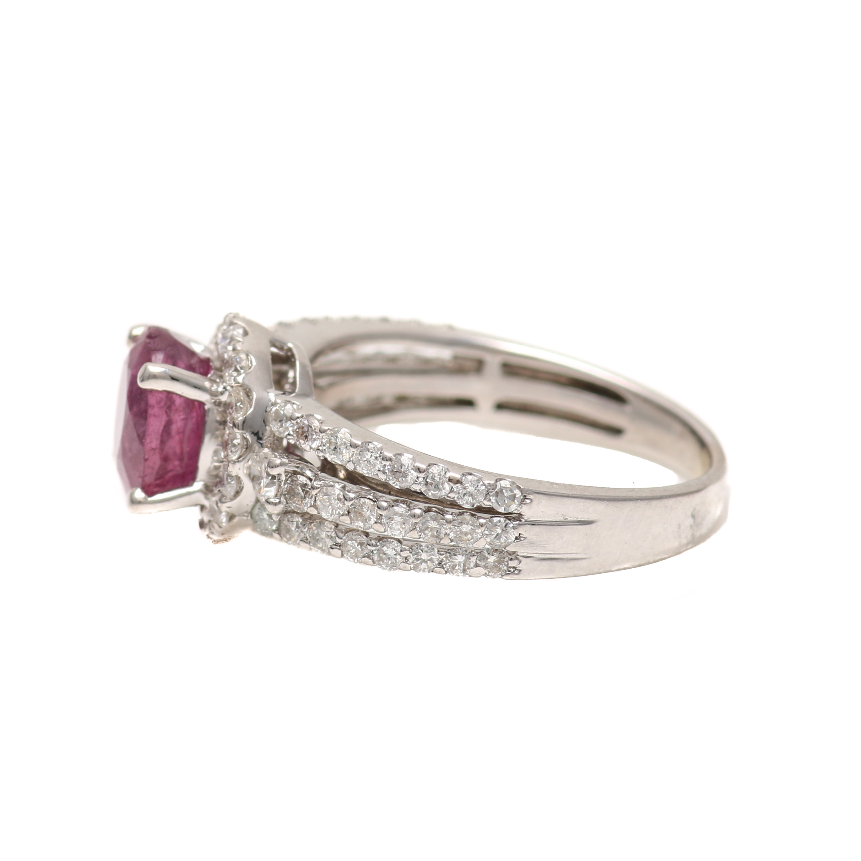 14K White Gold 1.68 CT Ruby and Diamond Ring