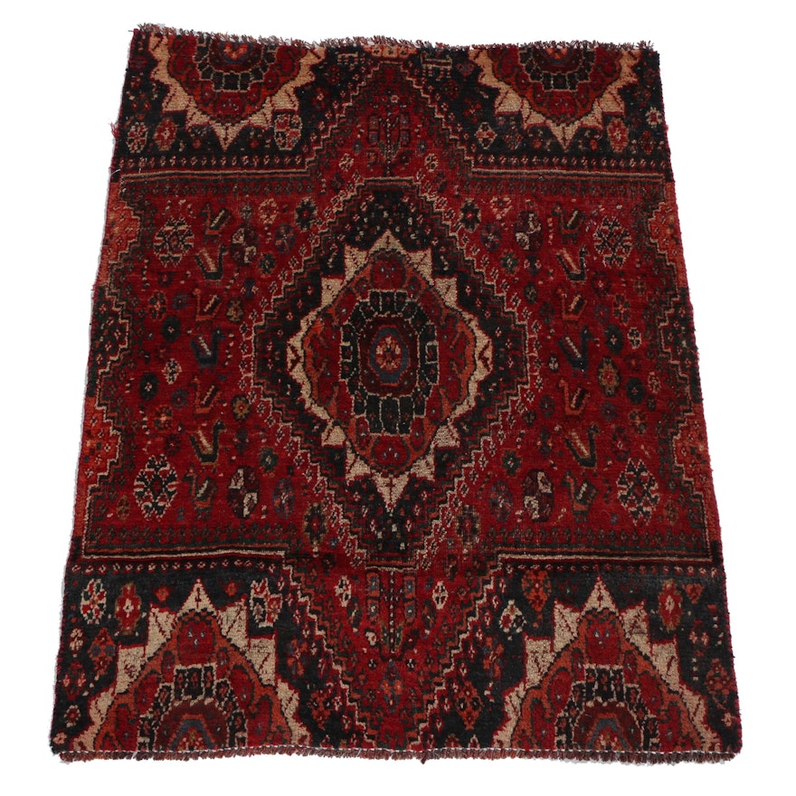 Hand-Knotted Persian Qashqai Accent Rug