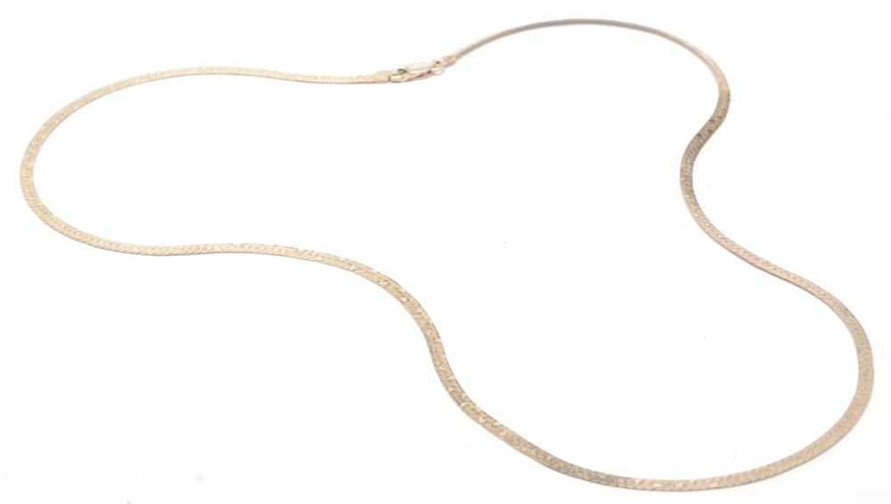 Sterling Silver Laser-Cut Herringbone Chain Necklaces
