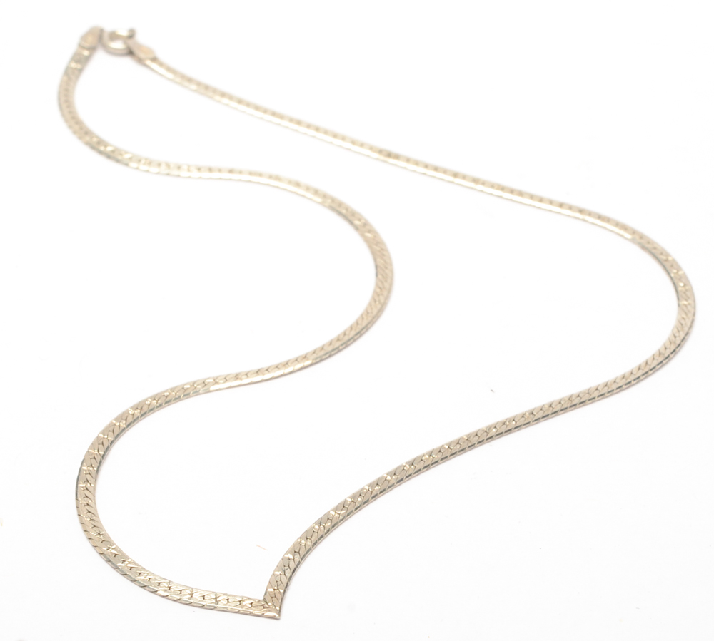 Sterling Silver Laser-Cut Herringbone Chain Necklaces