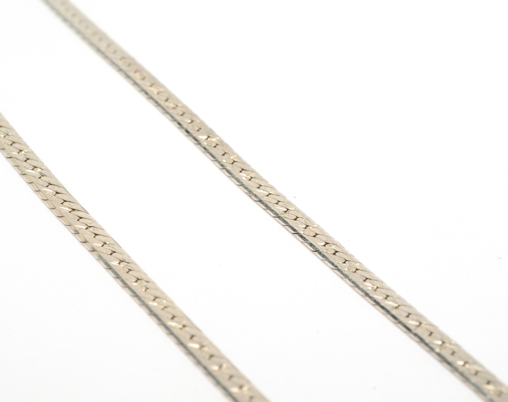 Sterling Silver Laser-Cut Herringbone Chain Necklaces
