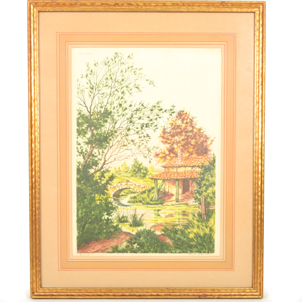 Paris Etching Society Signed Aquatint Etching