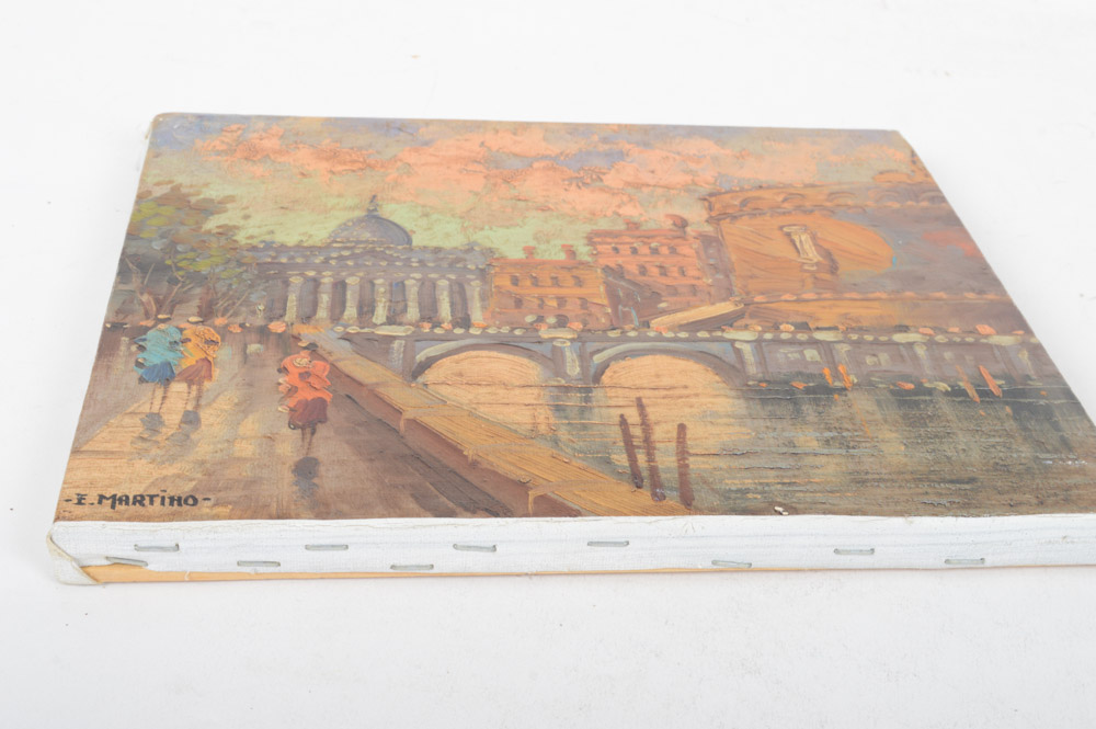 Evangelista Martino Oil on Canvas Rome Street Scene Painting