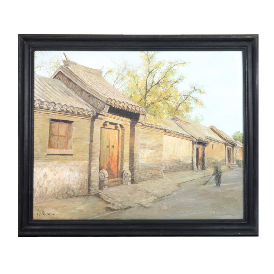 Wang Dalong Oil on Canvas Chinese Genre Painting