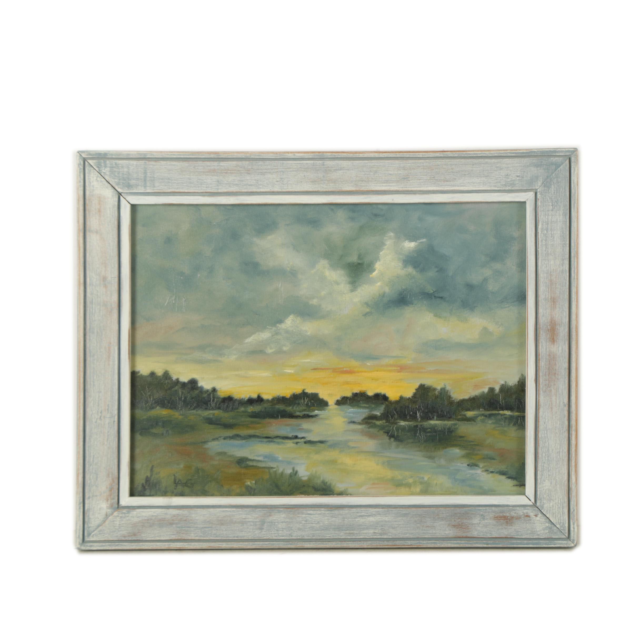 Lois A. Goldstone Oil Painting on Canvas Landscape