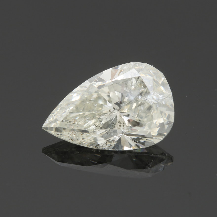 Loose Pear Faceted 0.95 Carat Diamond