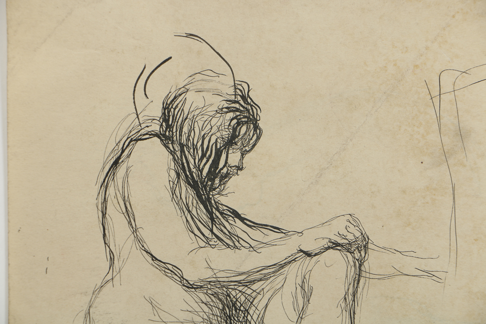 Mary Shaw Female Nude Figure Study Drawing on Paper