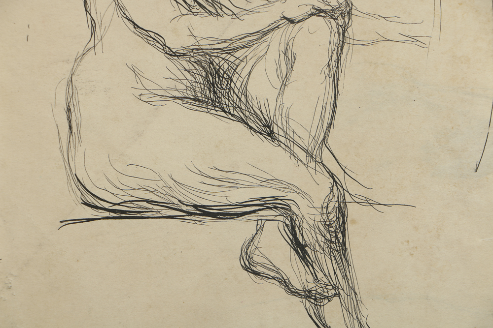 Mary Shaw Female Nude Figure Study Drawing on Paper
