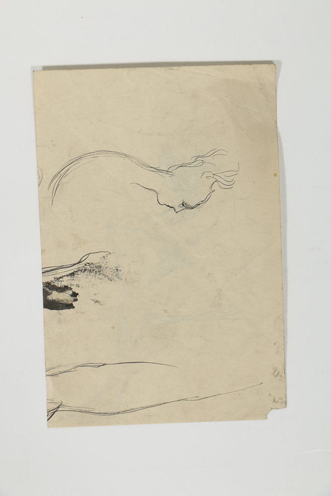 Mary Shaw Female Nude Figure Study Drawing on Paper