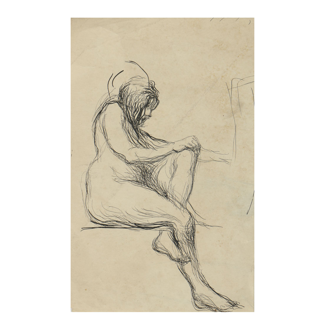 Mary Shaw Female Nude Figure Study Drawing on Paper