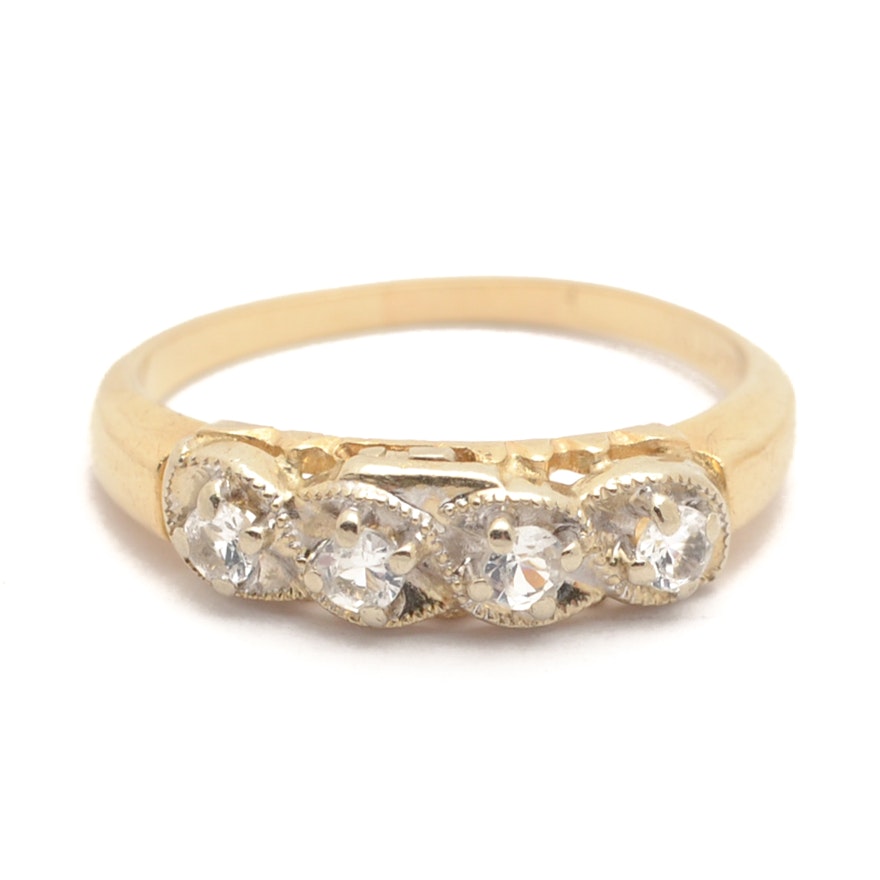 14K Yellow Gold White Spinel Ring