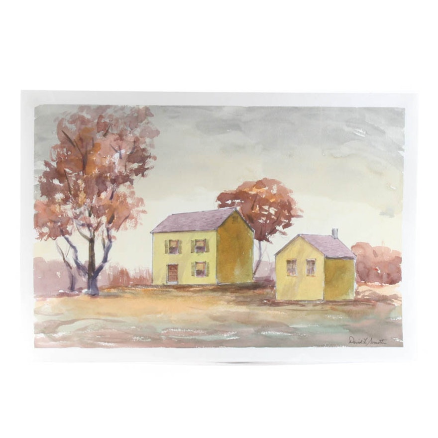 David L. Smith Watercolor on Paper "Buildings #125"