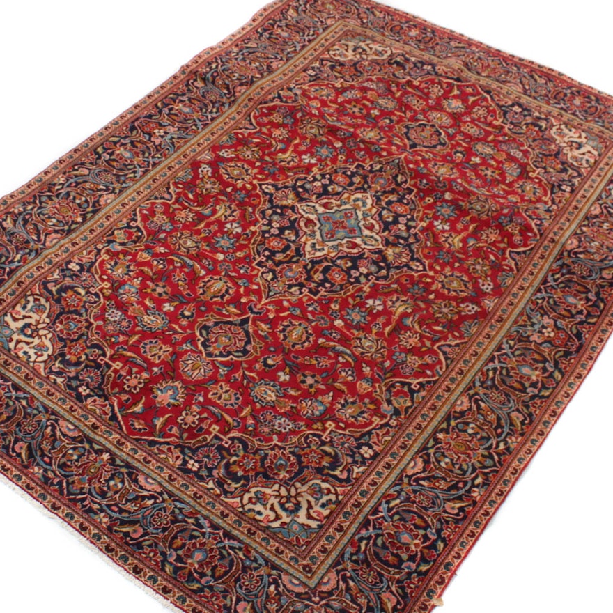 Hand Knotted Persian Kashan Area Rug