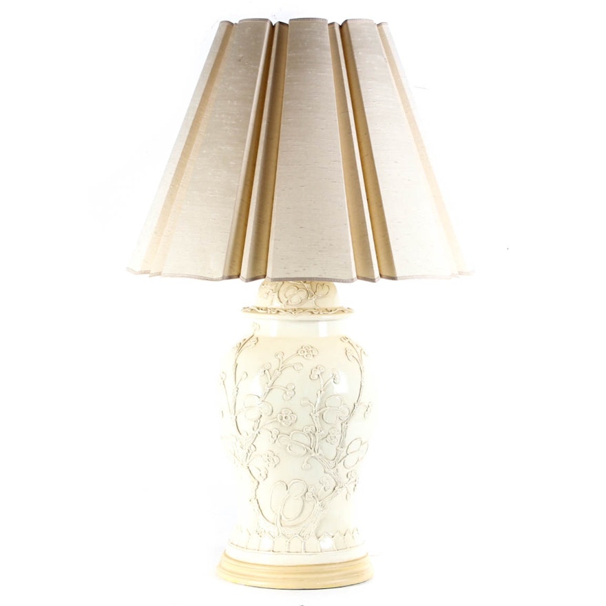 Cream Colored Chinoiserie Lamp