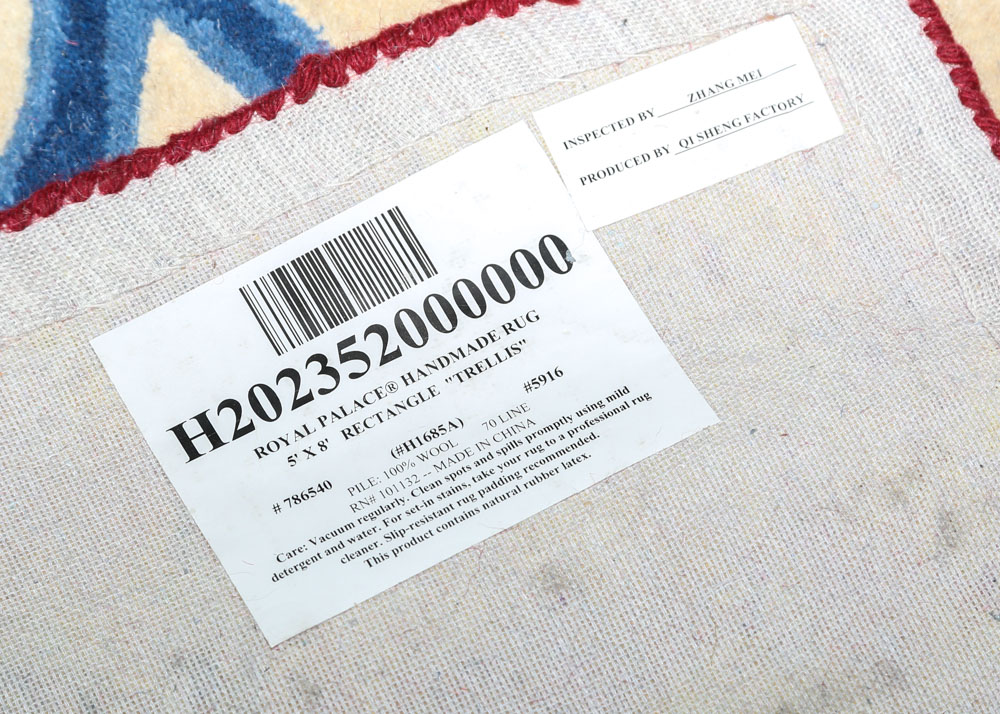 Royal Palace "Trellis" Handmade Wool Area Rug