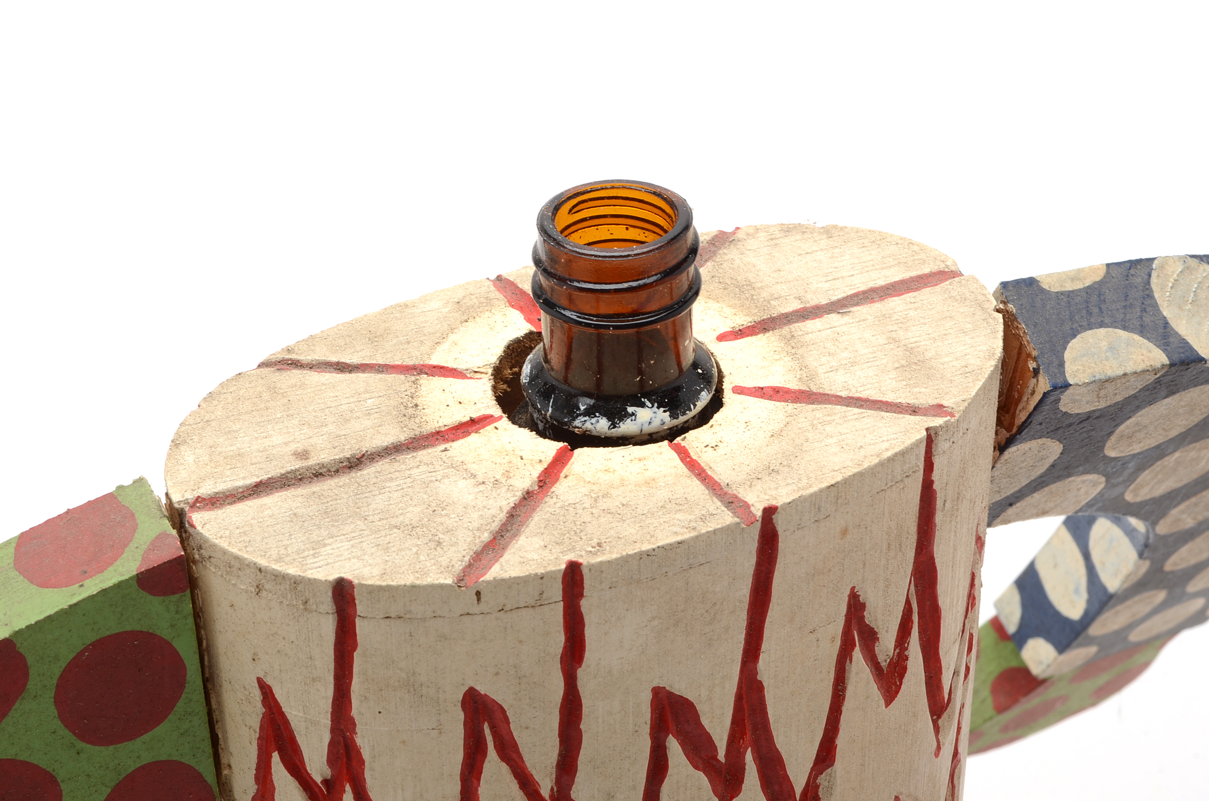 Kenneth "Allen" Wilson Painted Wood Sculpture with Ceramic Head Insert