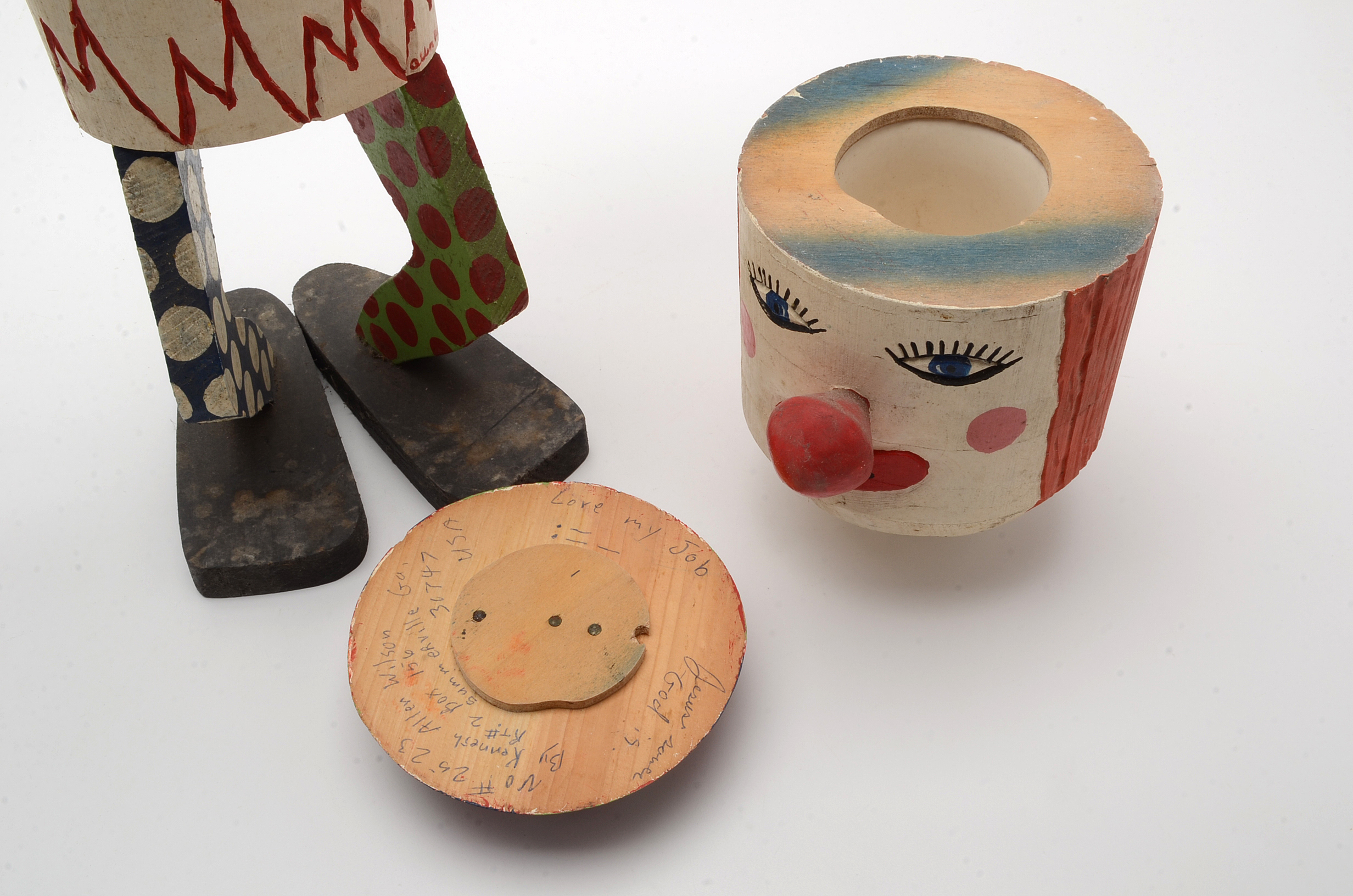 Kenneth "Allen" Wilson Painted Wood Sculpture with Ceramic Head Insert