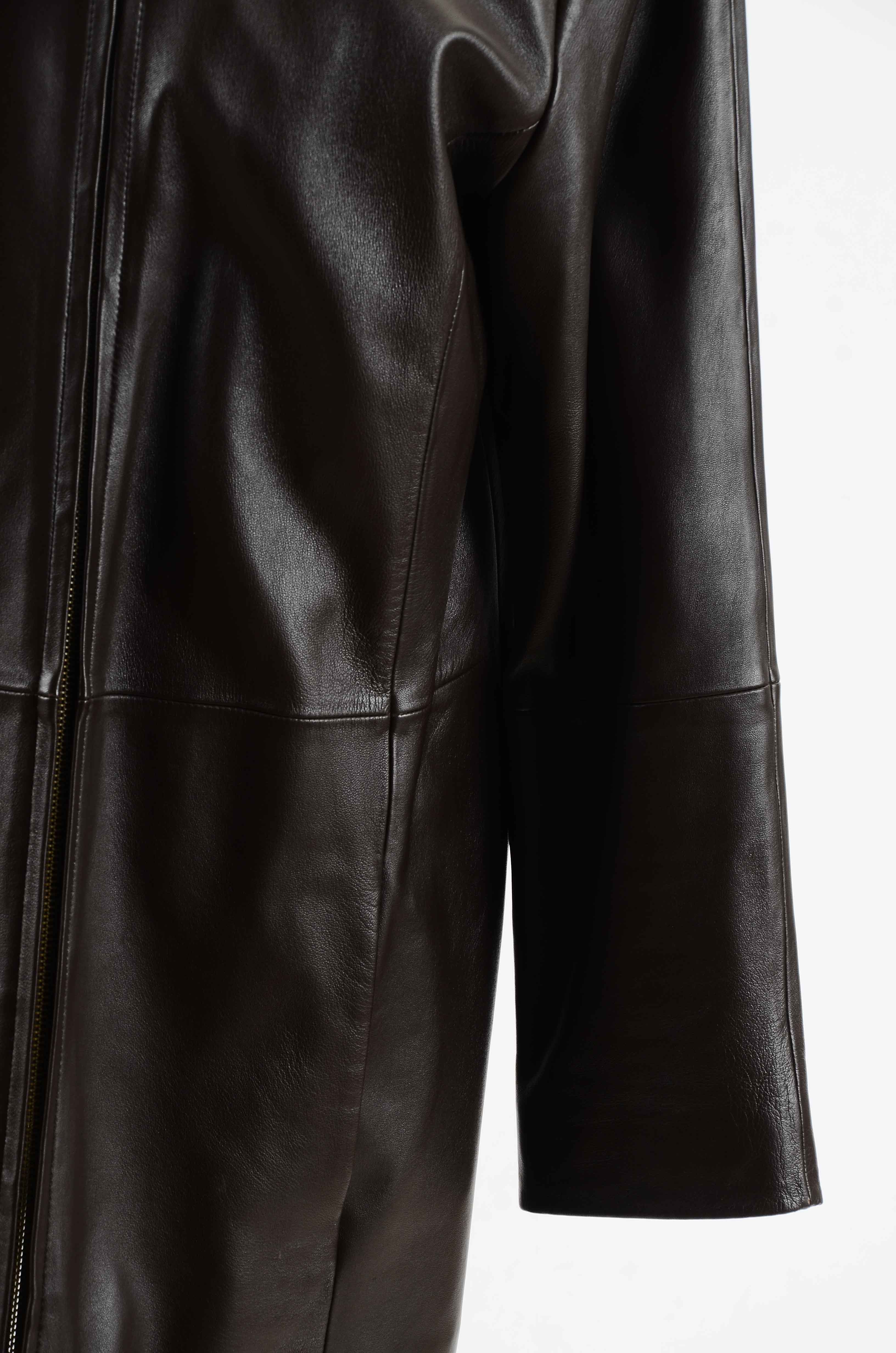 Preston & York Brown Leather Coat With Removable Lining