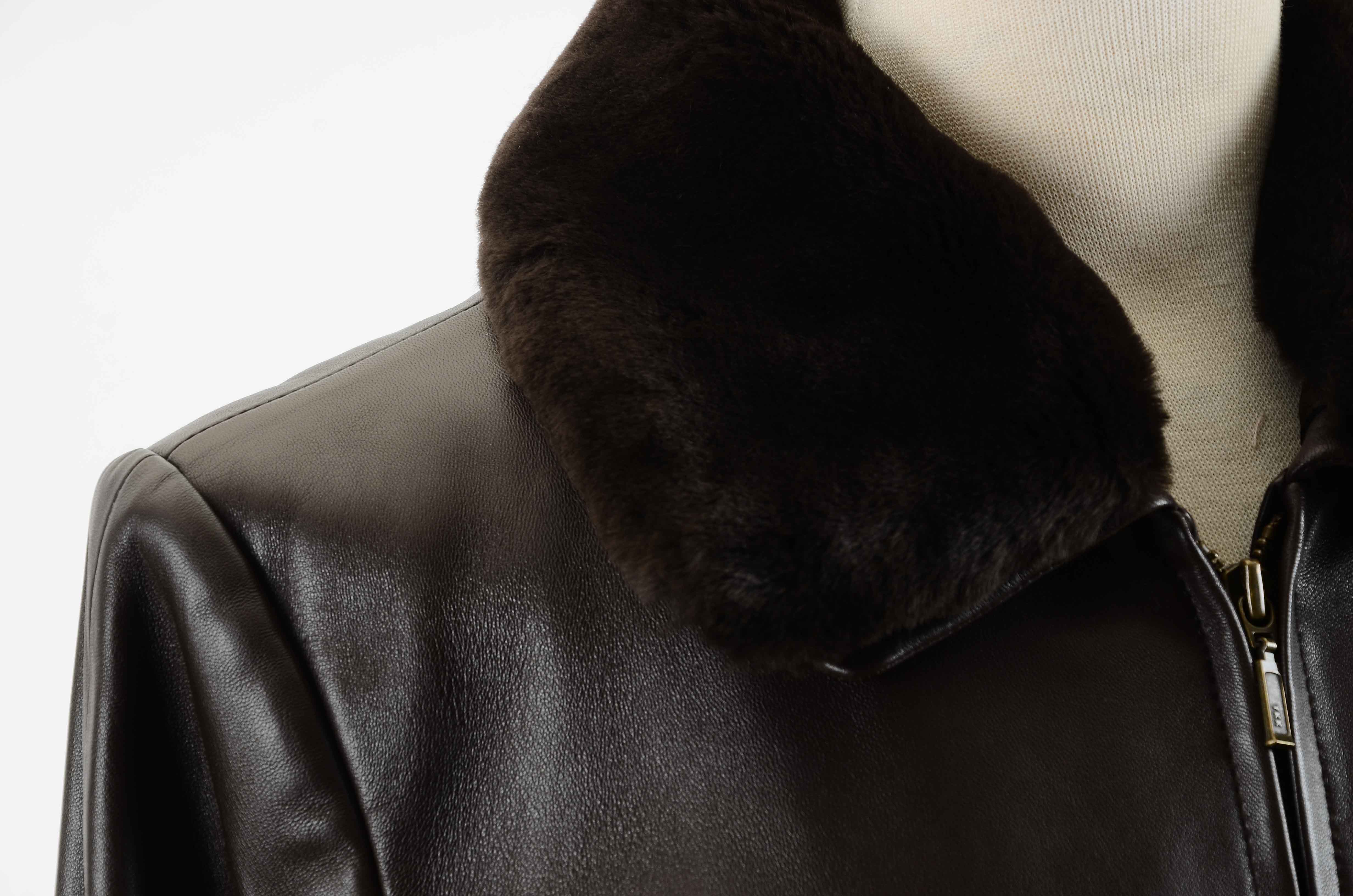 Preston & York Brown Leather Coat With Removable Lining