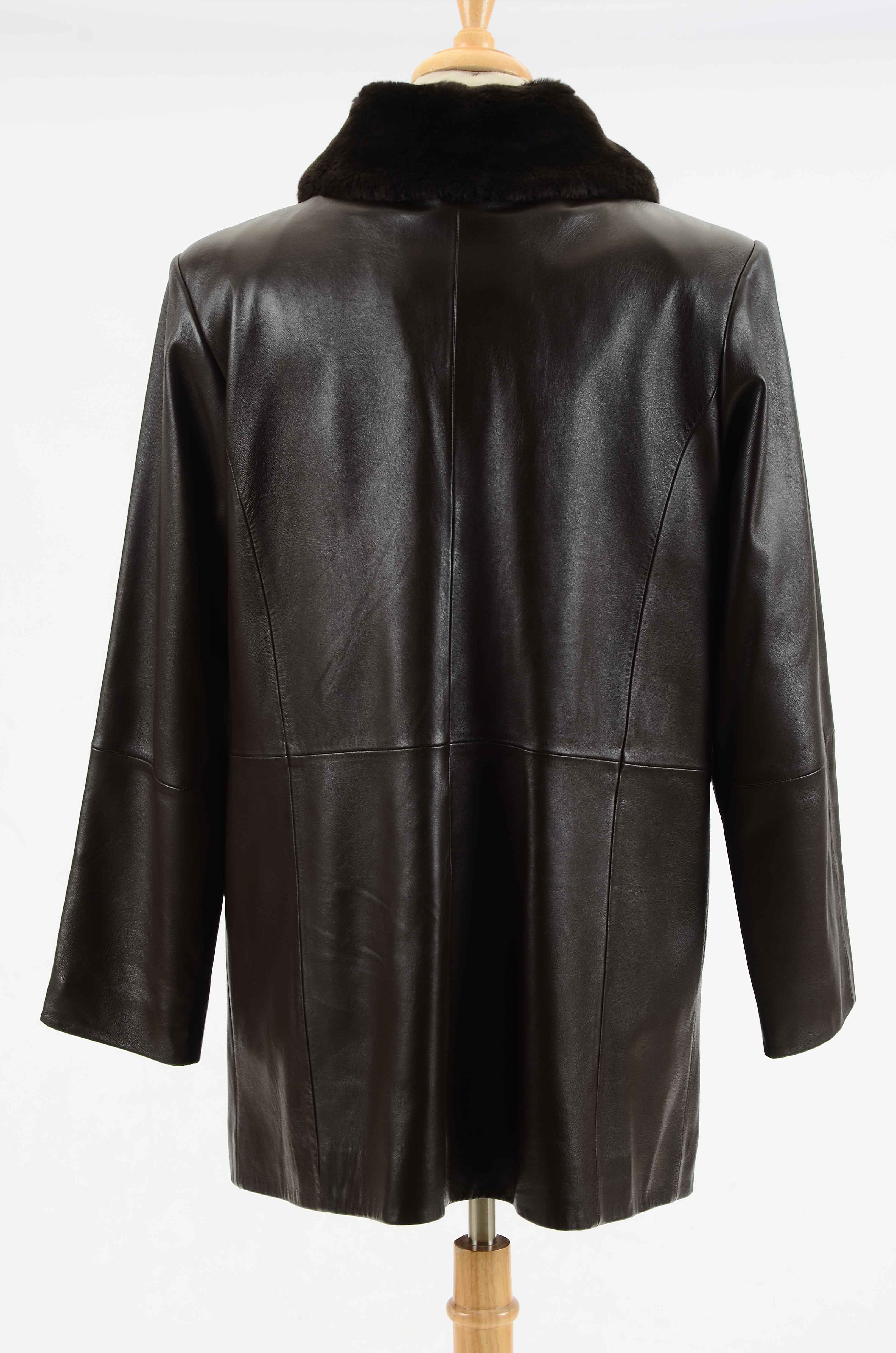Preston & York Brown Leather Coat With Removable Lining