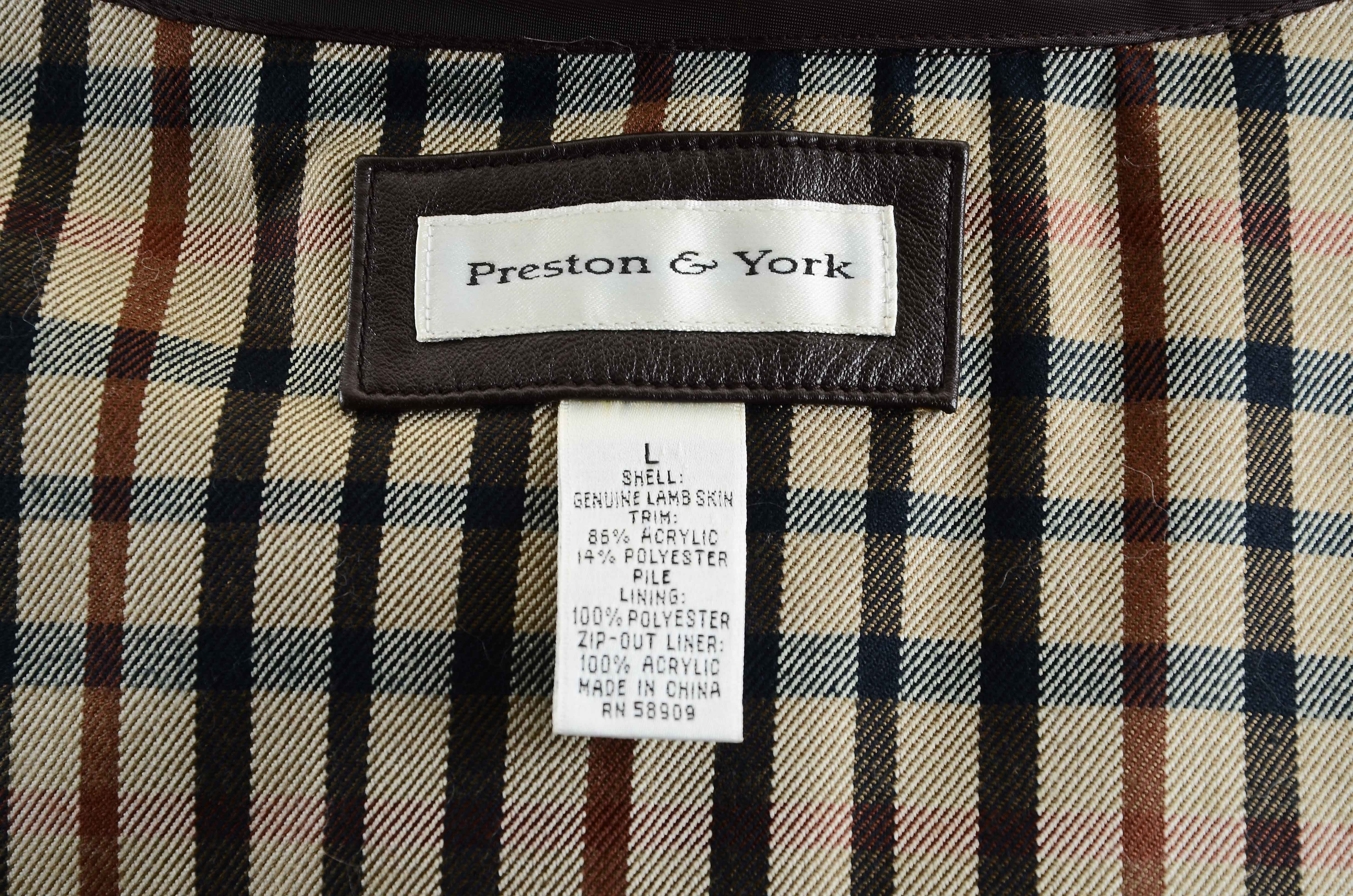 Preston & York Brown Leather Coat With Removable Lining