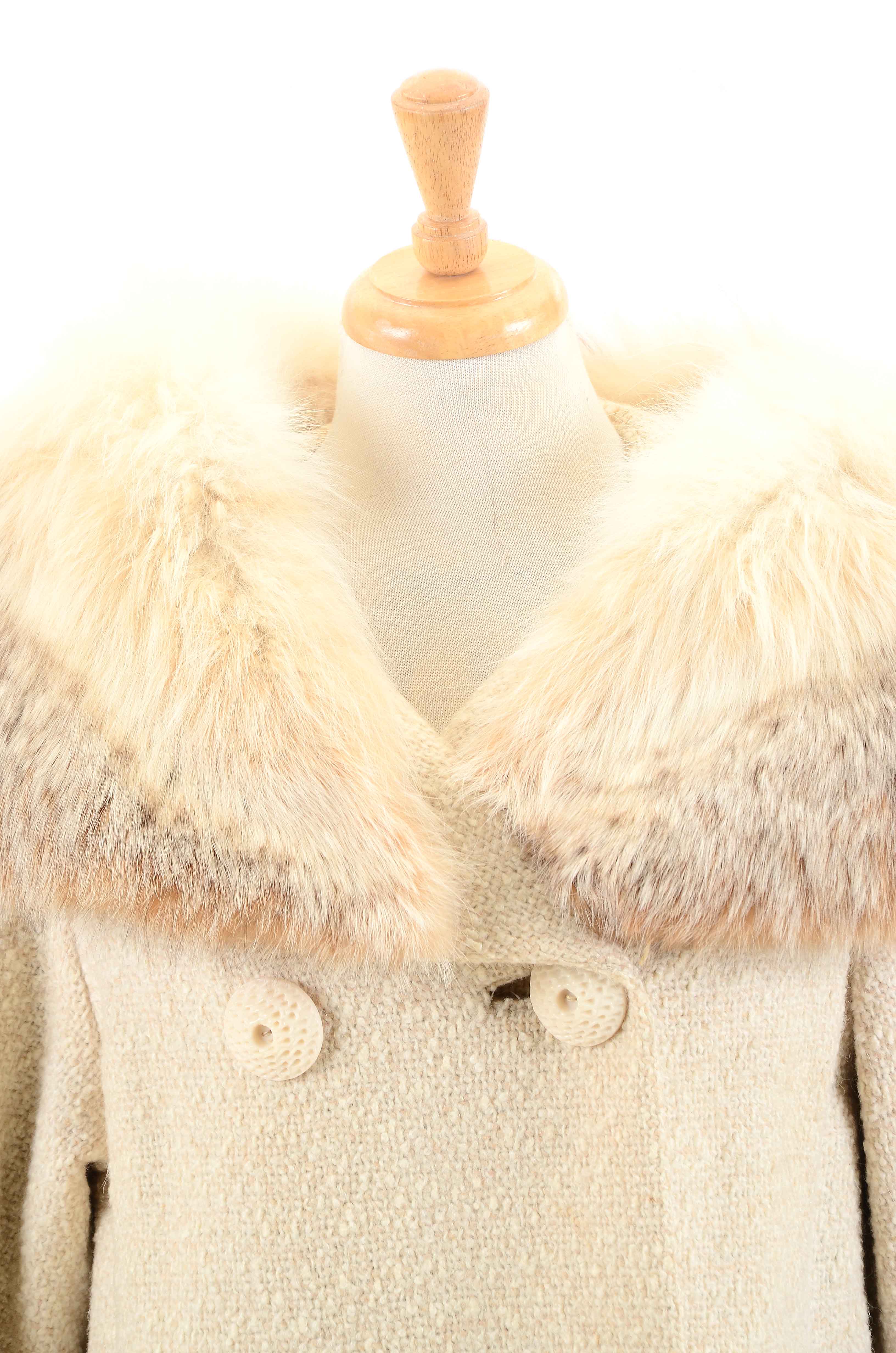 Women's 1960s Vintage Wool Coat with Fox Collar