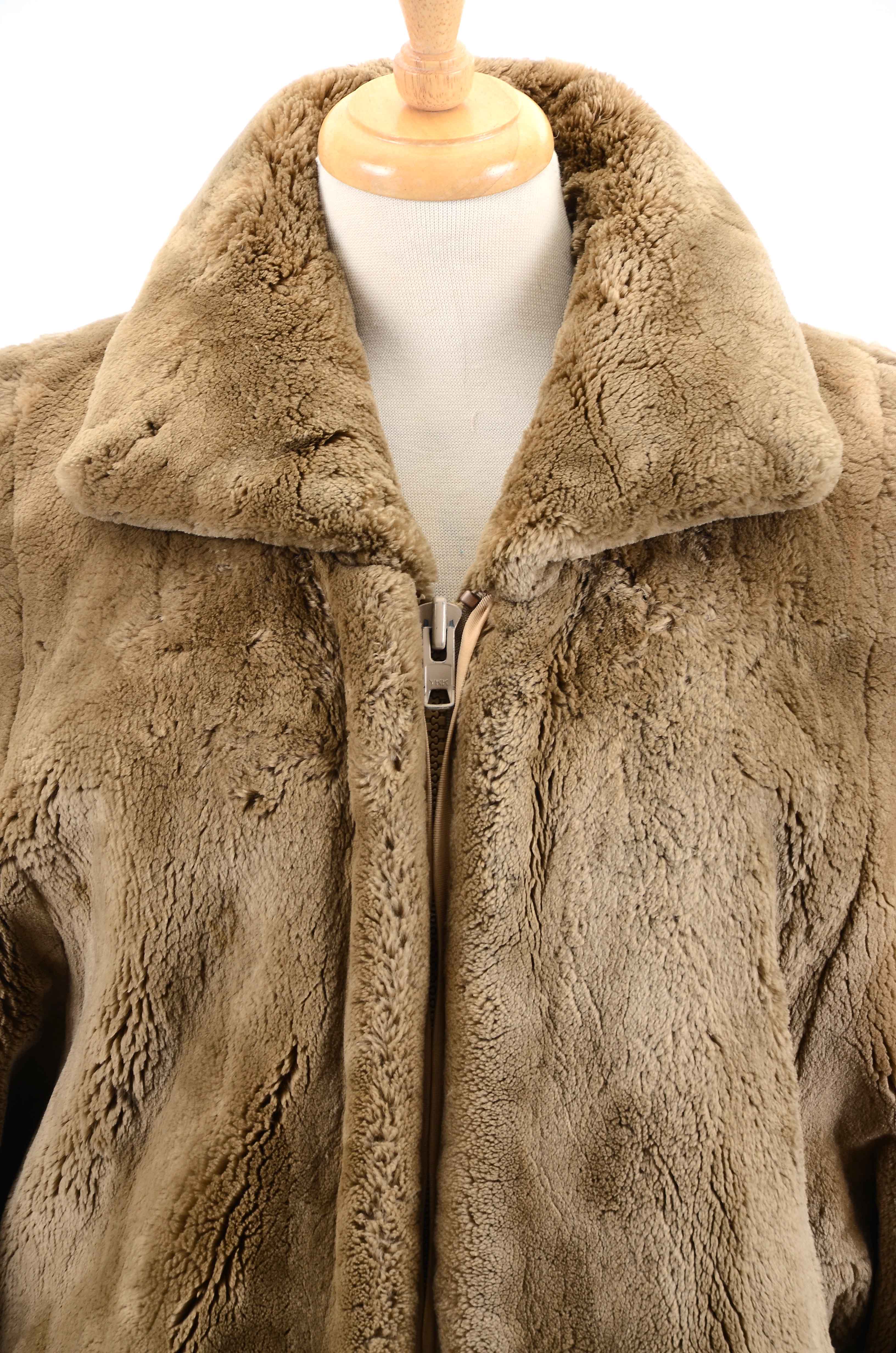 Sheared Beaver Fur Zipper Front Coat