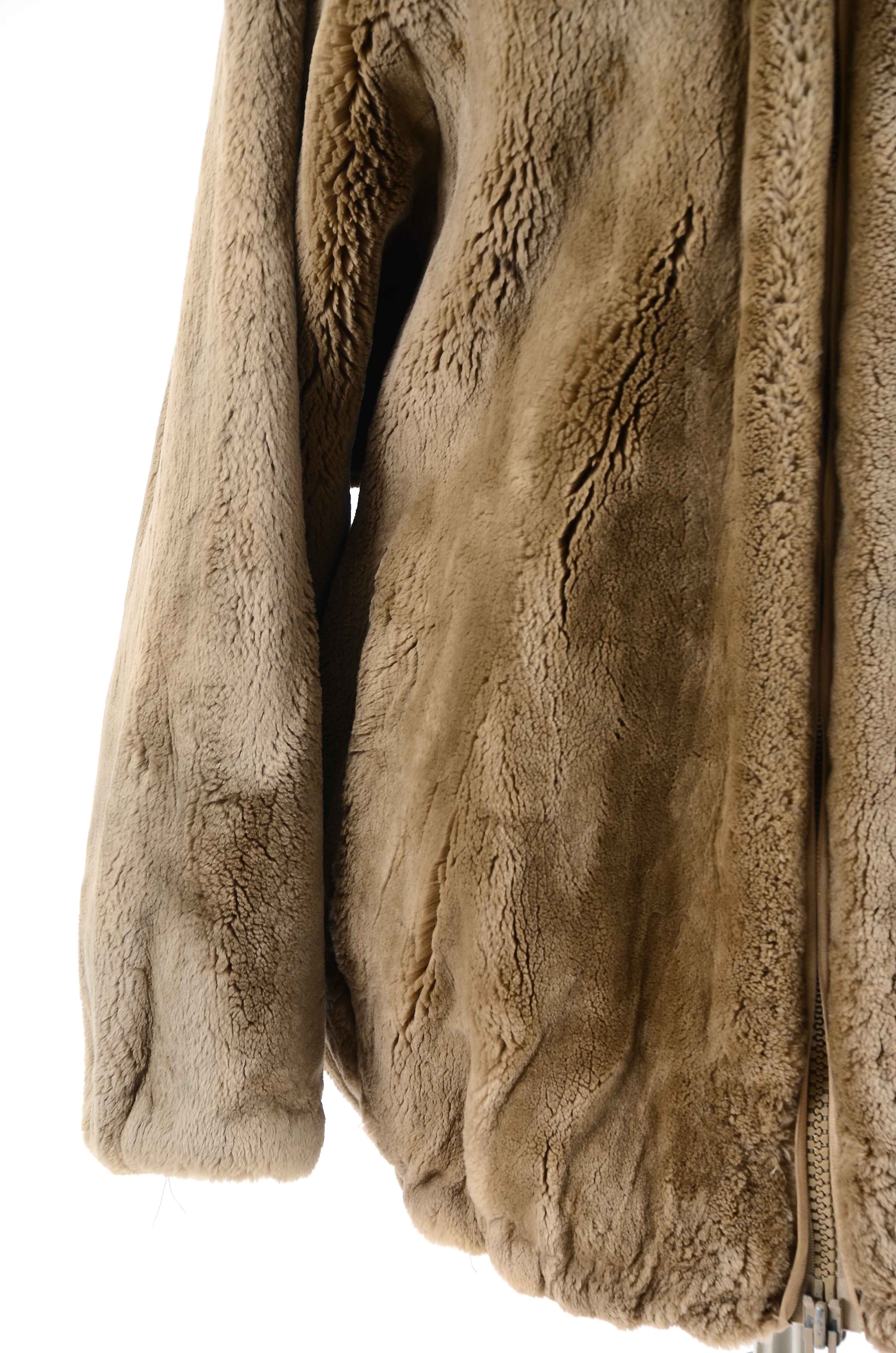 Sheared Beaver Fur Zipper Front Coat