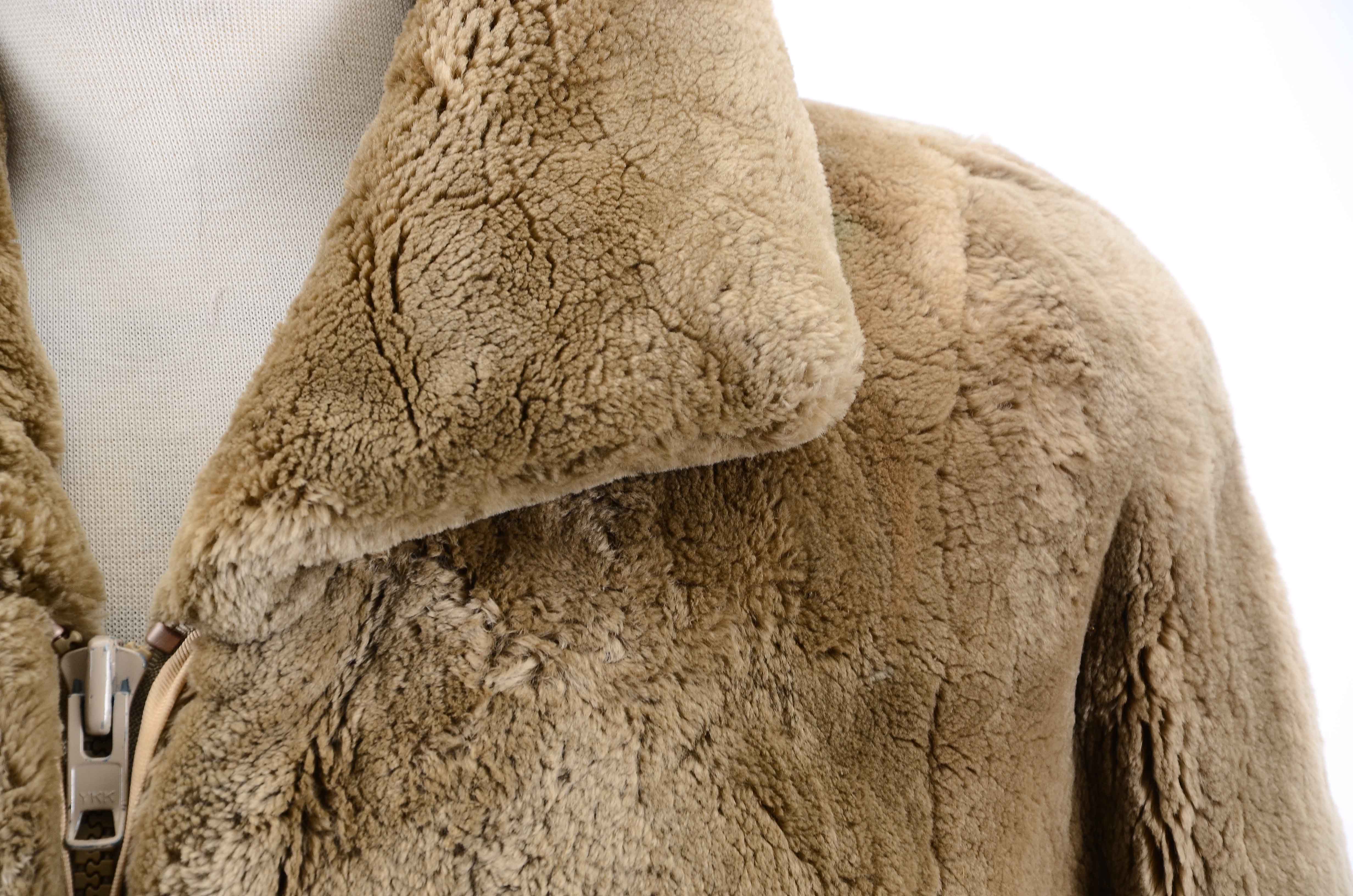 Sheared Beaver Fur Zipper Front Coat