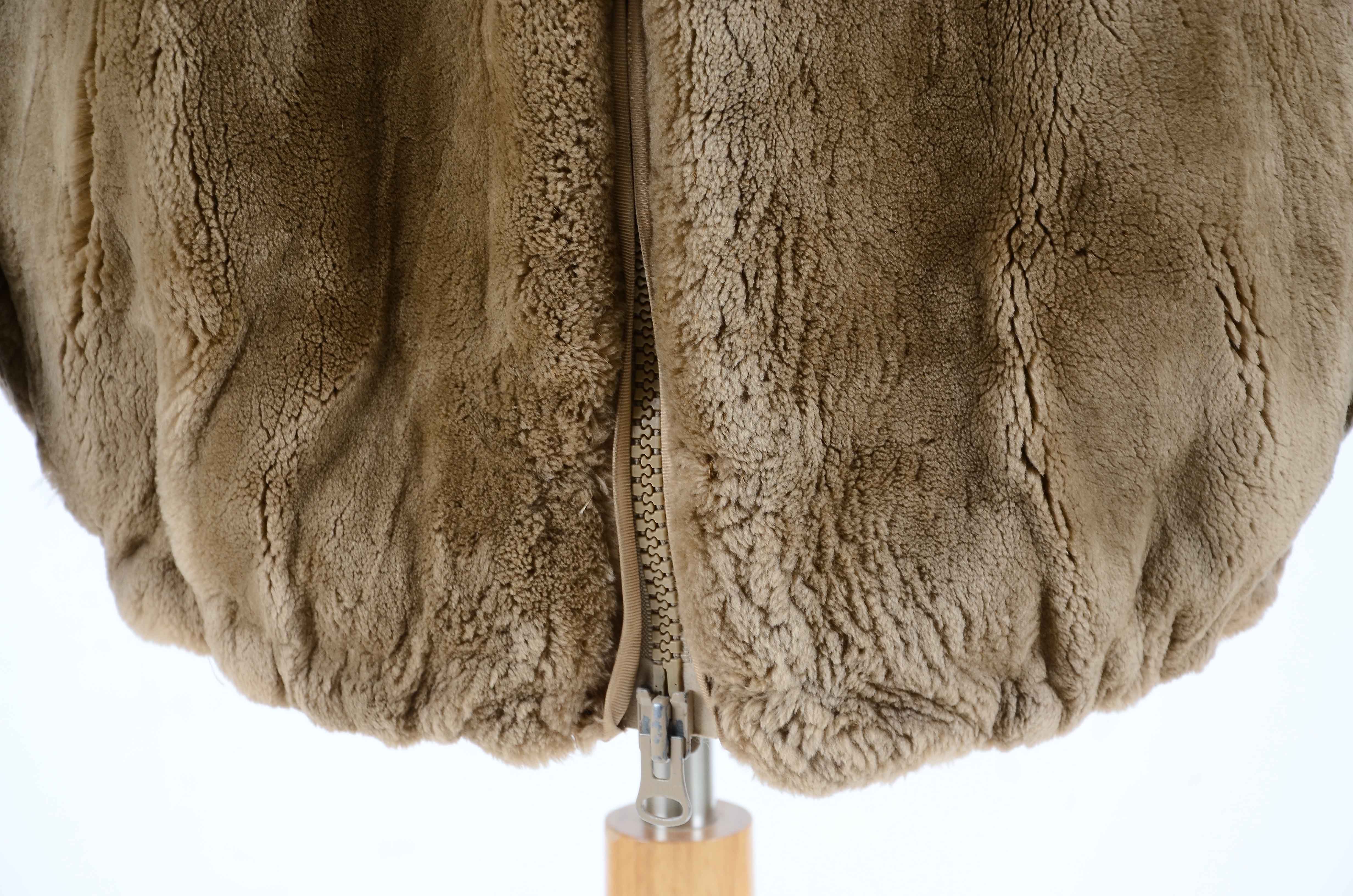 Sheared Beaver Fur Zipper Front Coat