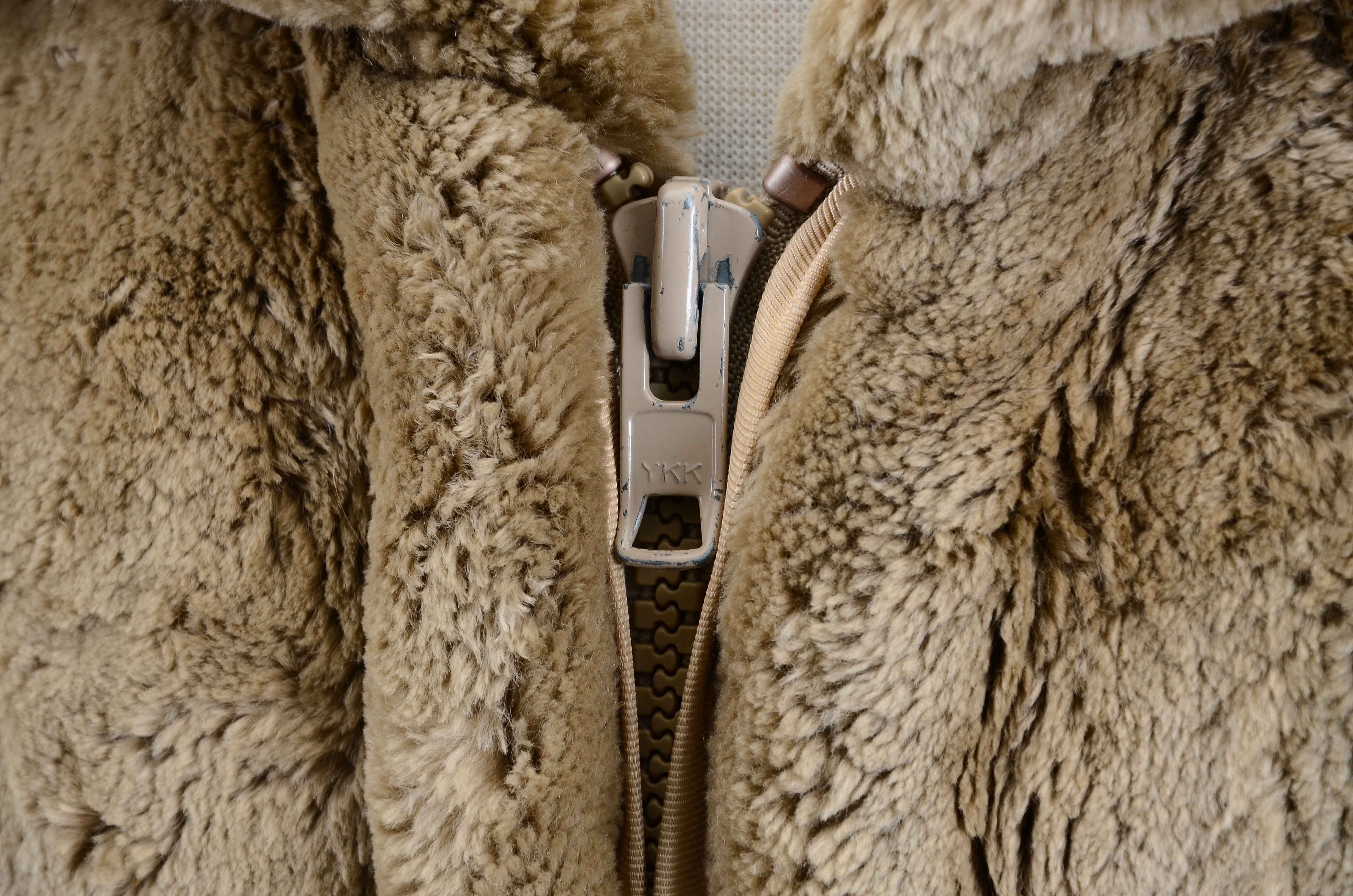 Sheared Beaver Fur Zipper Front Coat