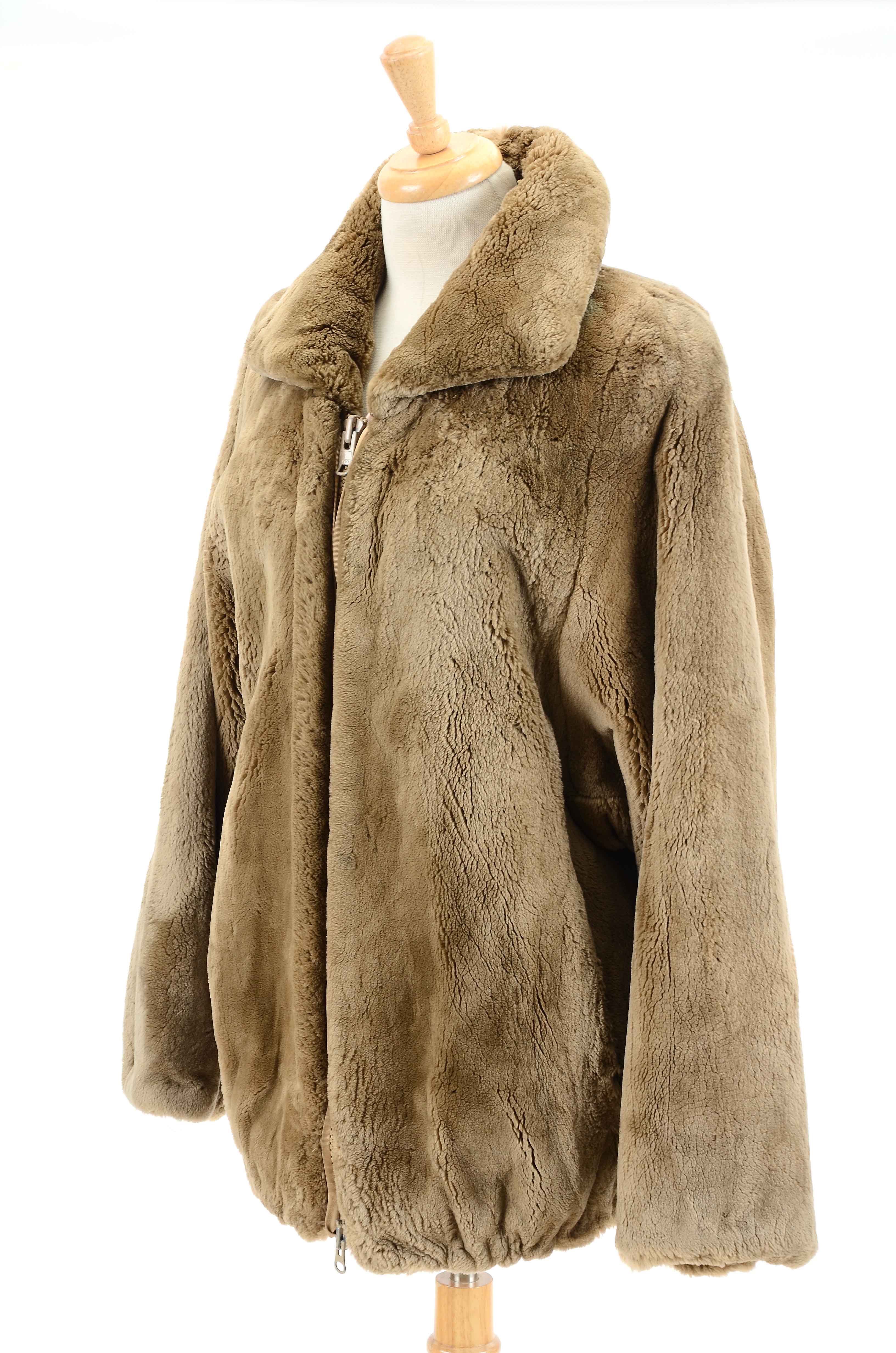 Sheared Beaver Fur Zipper Front Coat