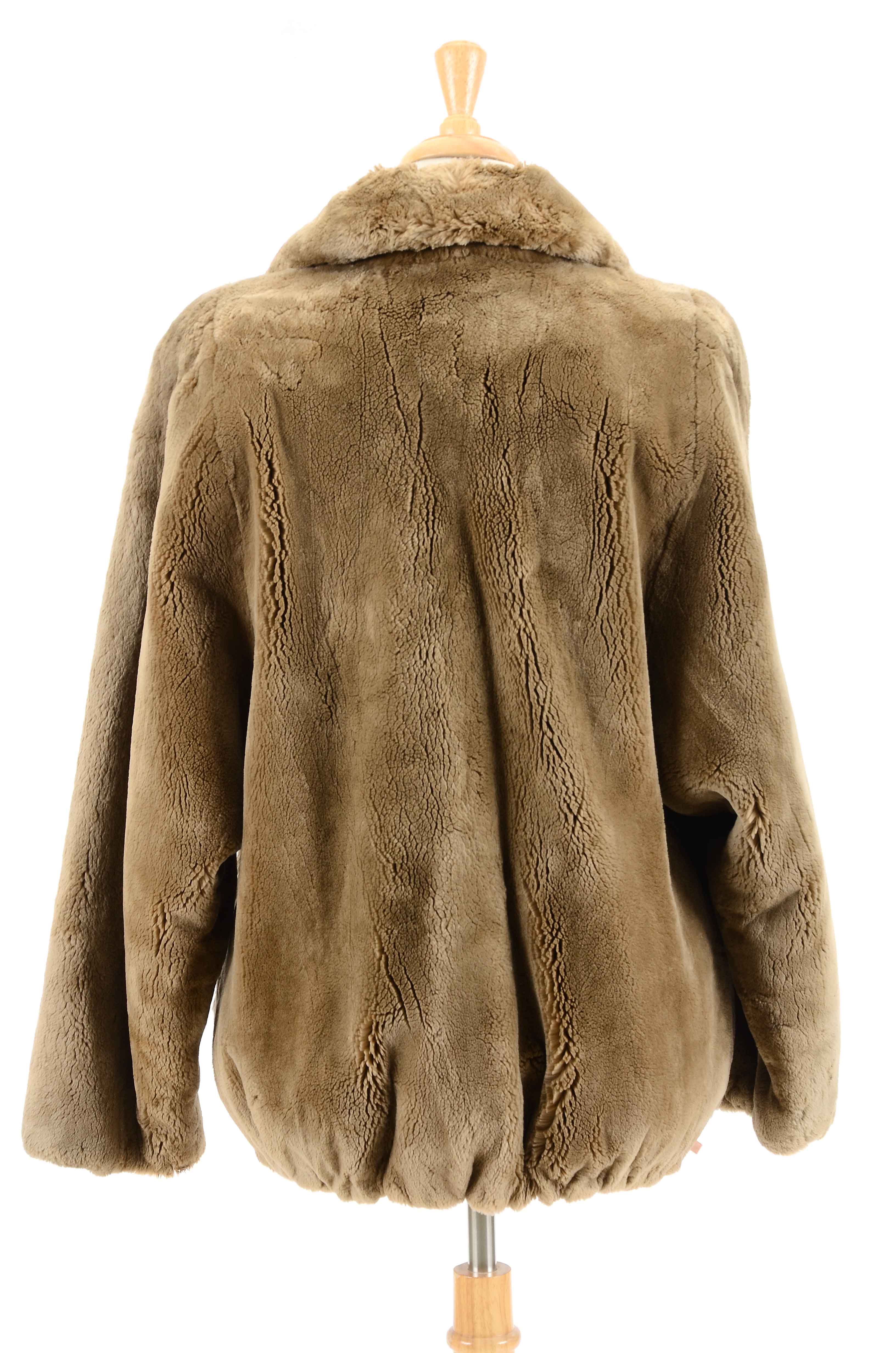 Sheared Beaver Fur Zipper Front Coat