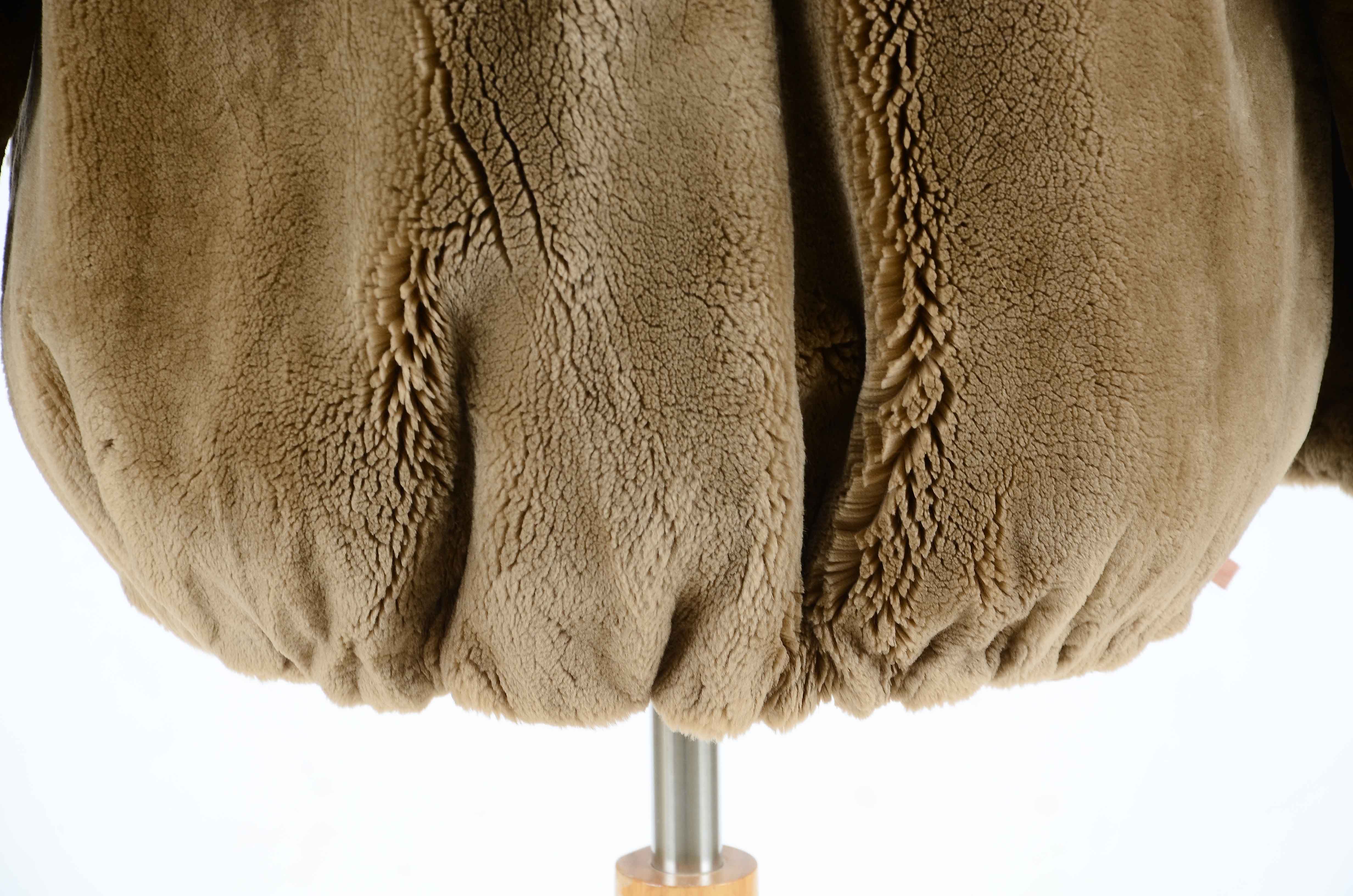 Sheared Beaver Fur Zipper Front Coat
