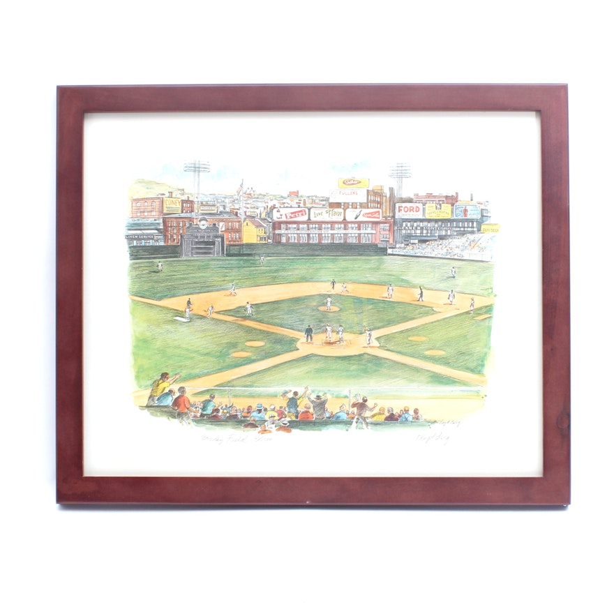 Signed Floyd Berg Limited Edition Offset Lithograph "Crosley Field"