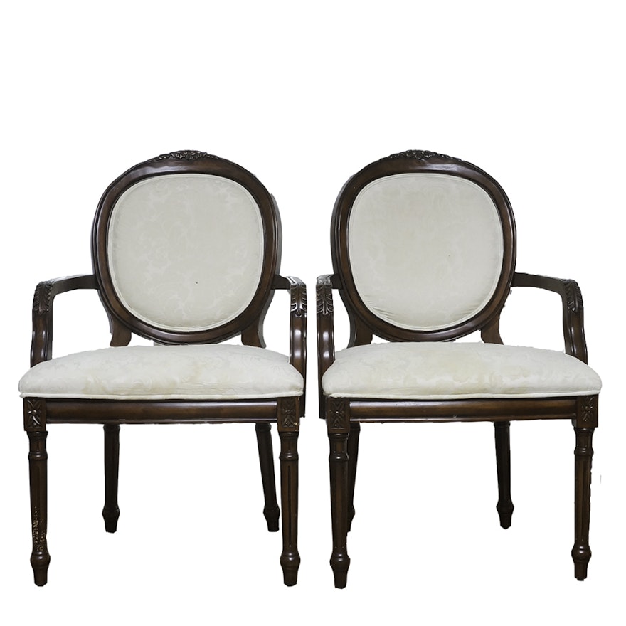 Pair of Victorian Style Upholstered Balloon Back Chairs