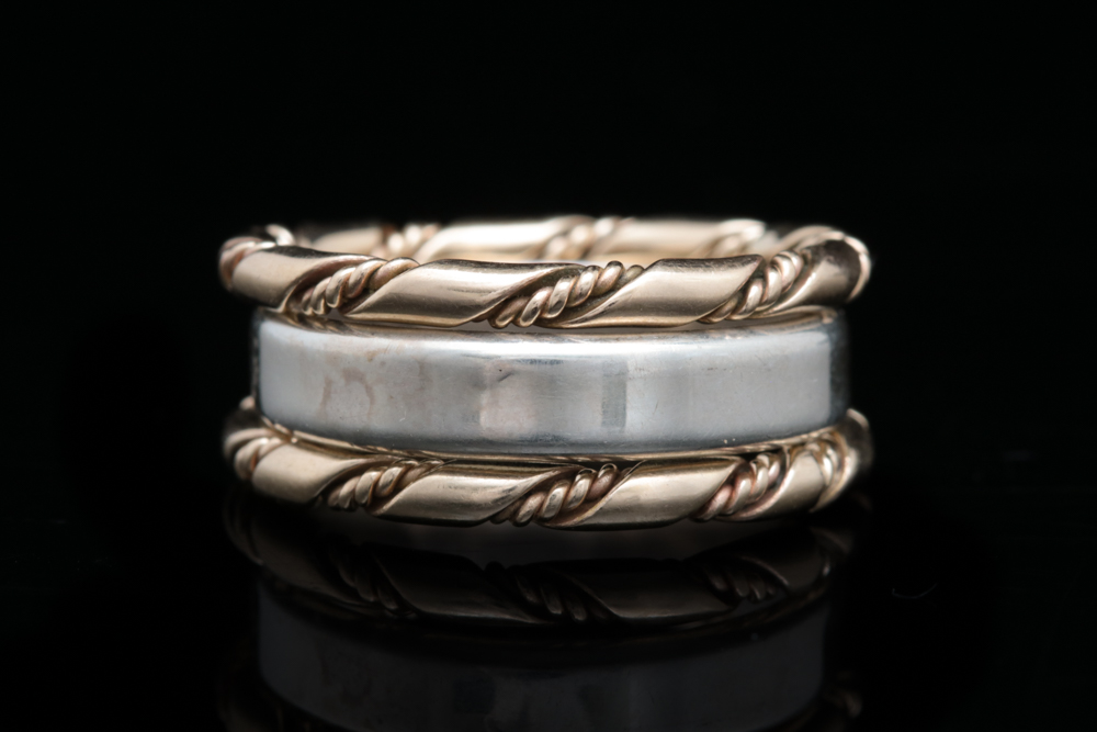 Sterling Silver and 14K Yellow Gold Wash on Sterling Stackable Ring Trio