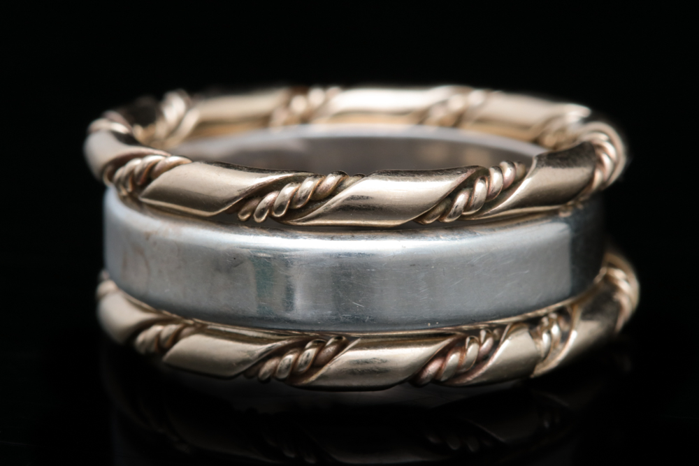 Sterling Silver and 14K Yellow Gold Wash on Sterling Stackable Ring Trio