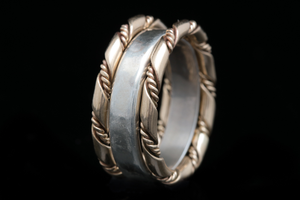 Sterling Silver and 14K Yellow Gold Wash on Sterling Stackable Ring Trio